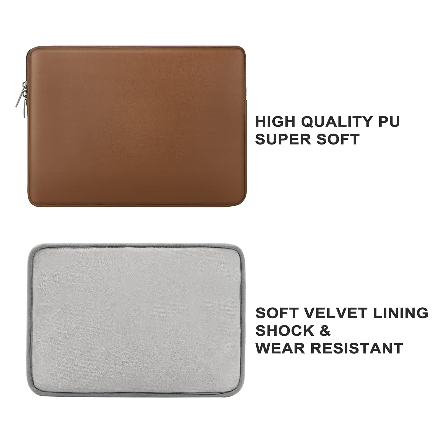 RAINYEAR 14 Inch Laptop Sleeve Soft PU Leather Case Protective Water Resistant Zipper Cover Carrying Bag Compatible