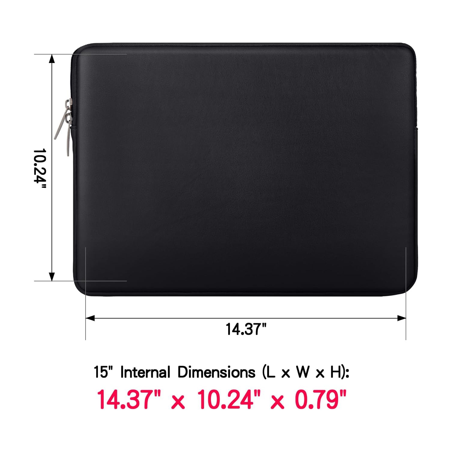 RAINYEAR 15 Inch Laptop Sleeve Soft PU Leather Case Protective Water Resistant Cover Padded Carrying Computer Bag