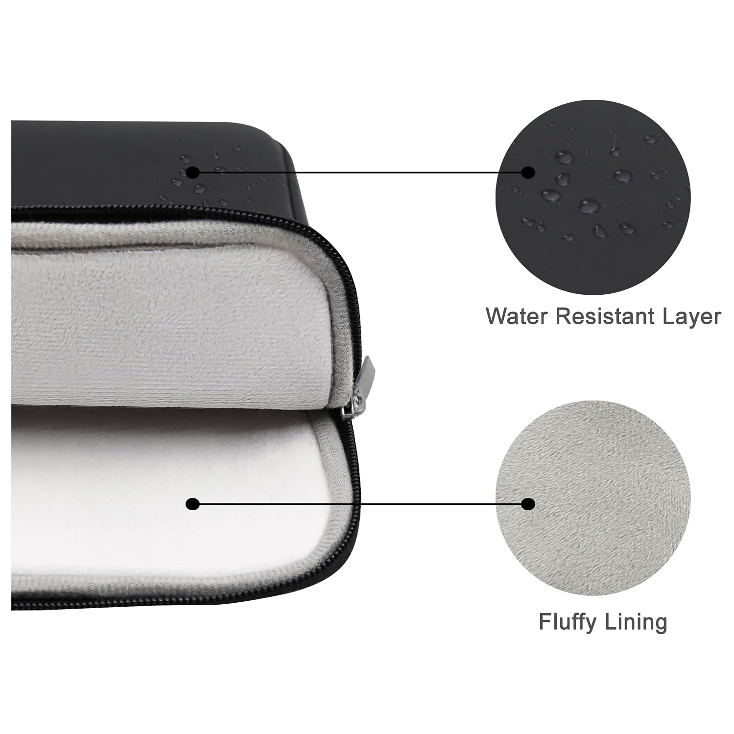 RAINYEAR 15 Inch Laptop Sleeve Soft PU Leather Case Protective Water Resistant Cover Padded Carrying Computer Bag