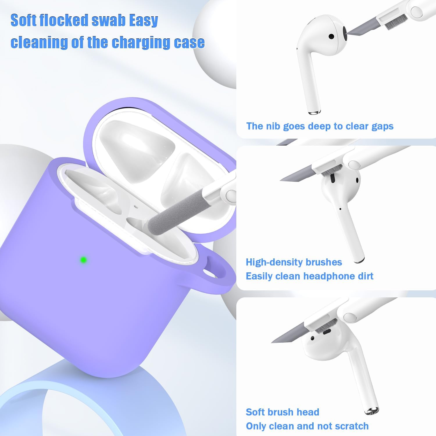 for AirPods Case Cover, Military Grade Anti-Fall Soft Silicone Shock-Absorbing Protective for AirPods 2&1