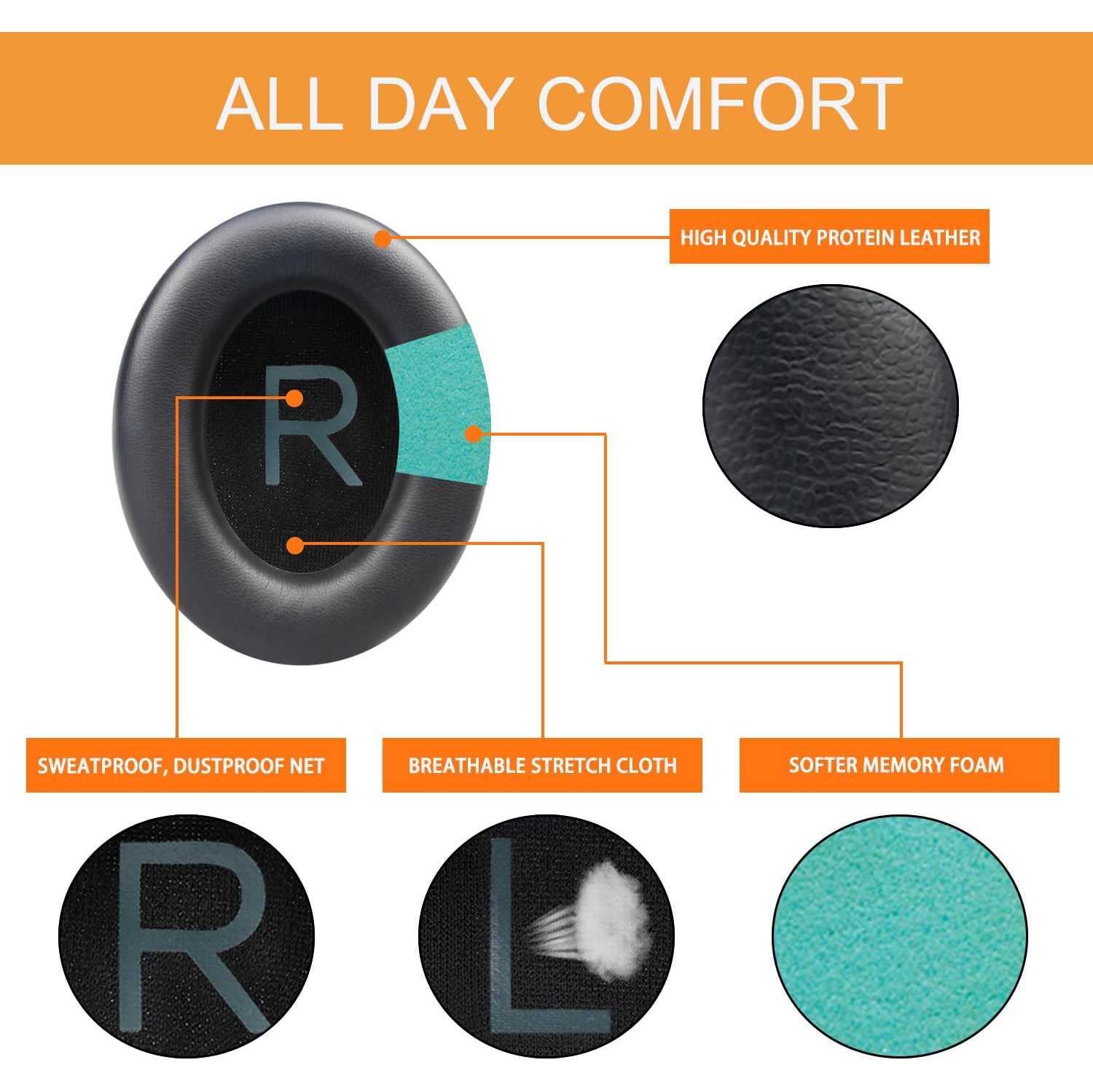 GVOEARS Replacement Earpads for Bose 700 Headphones, Ear Pads Cushions with Softer Leather,