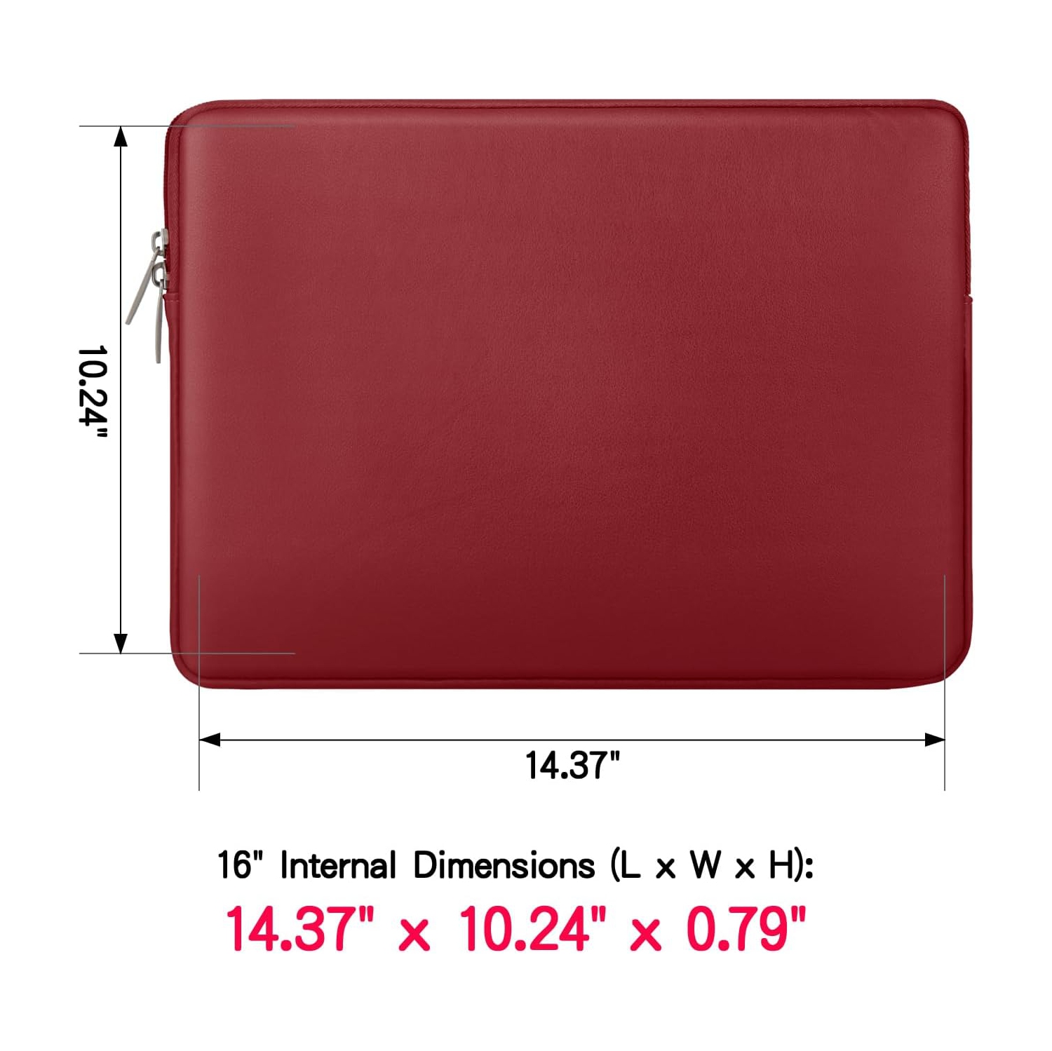 RAINYEAR 16 Inch Laptop Sleeve Soft PU Leather Case Protective Water Resistant Zipper Padded Cover Carrying Computer