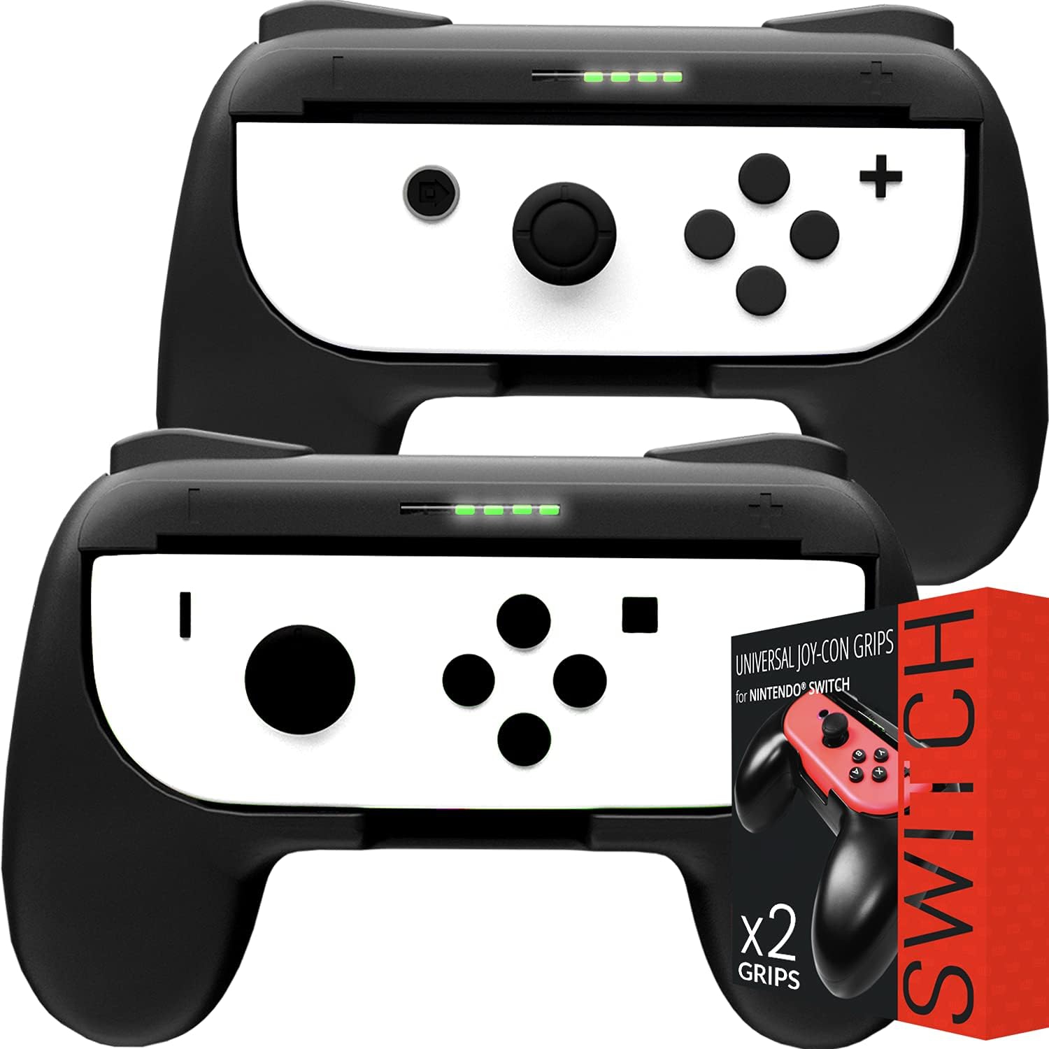 Prises compatibles avec les manettes Joy-Con pour Nintendo Switch pour un confort accru - Paquet double avec prise latérale universelle