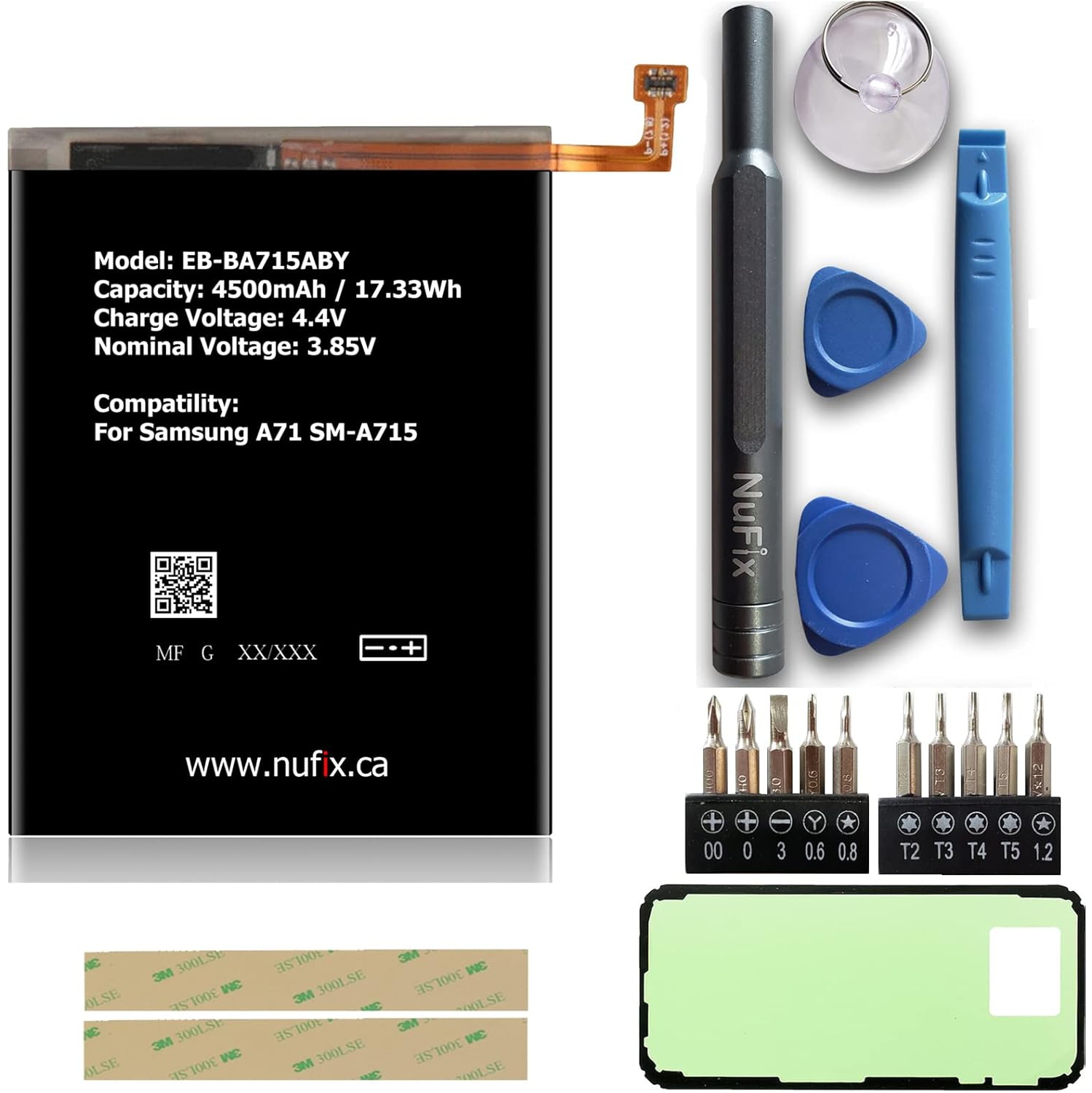 Y Remplacement pour Samsung A71 4500&nbsp;mAh Remplacement compatible y EB-BA715ABY A715F A715DS-715&nbsp;W