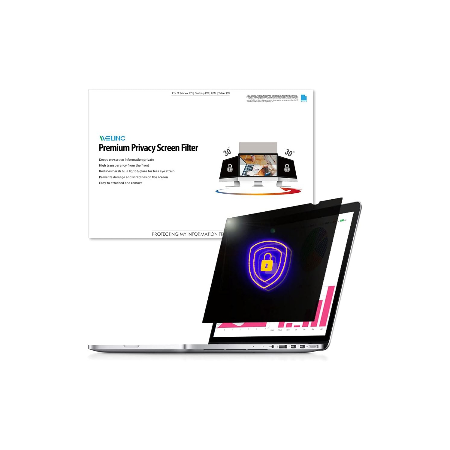 15.6 Inch - 16:9 Aspect Ratio - Laptop Privacy Screen Filter for Widescreen Laptop - Notebook - Anti-Glare -