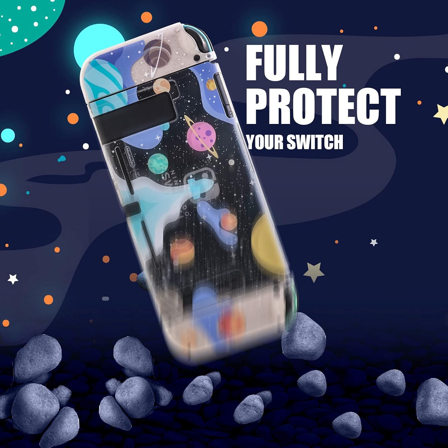 Étui transparent à paillettes Switch, étui en TPUR Switch, étui de protection Switch avec capuchons antidérapants Animal Crossing et verre trempé