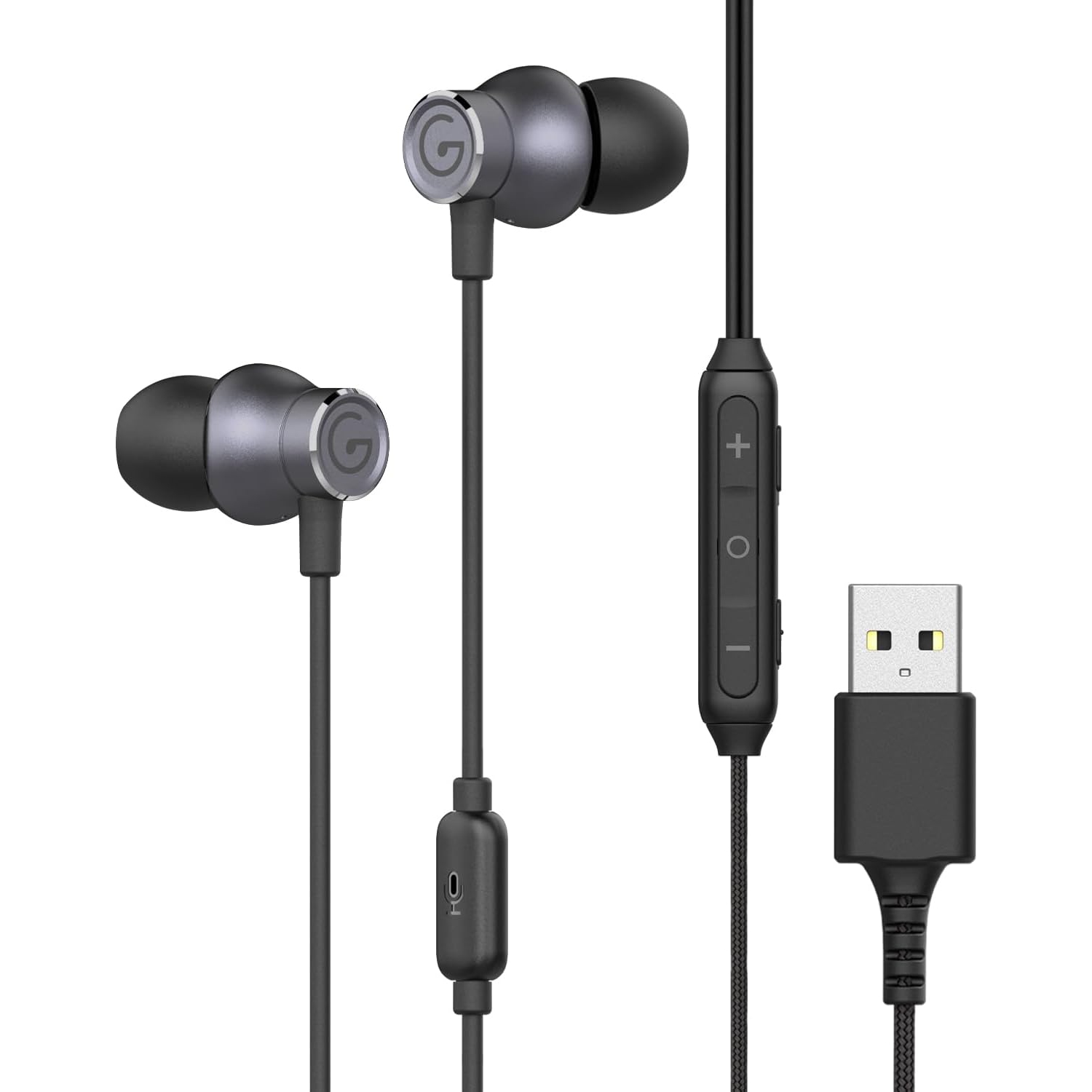 Écouteurs boutons USB avec rophone pour PC, écouteurs boutons de jeu USB pour PC Portable de bureau PS5 PS4, suppression du bruit