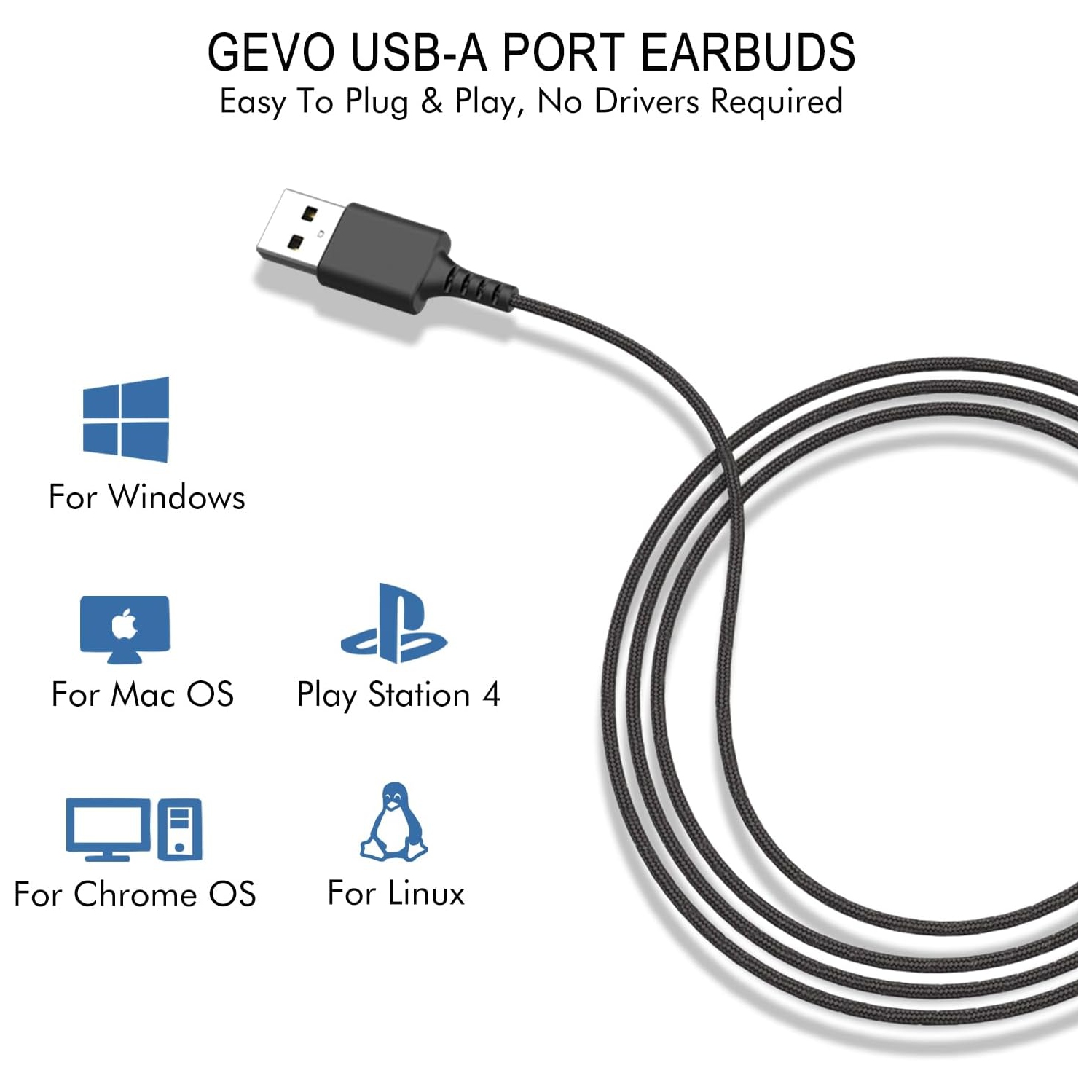Écouteurs boutons USB avec rophone pour PC, écouteurs boutons de jeu USB pour PC Portable de bureau PS5 PS4, suppression du bruit