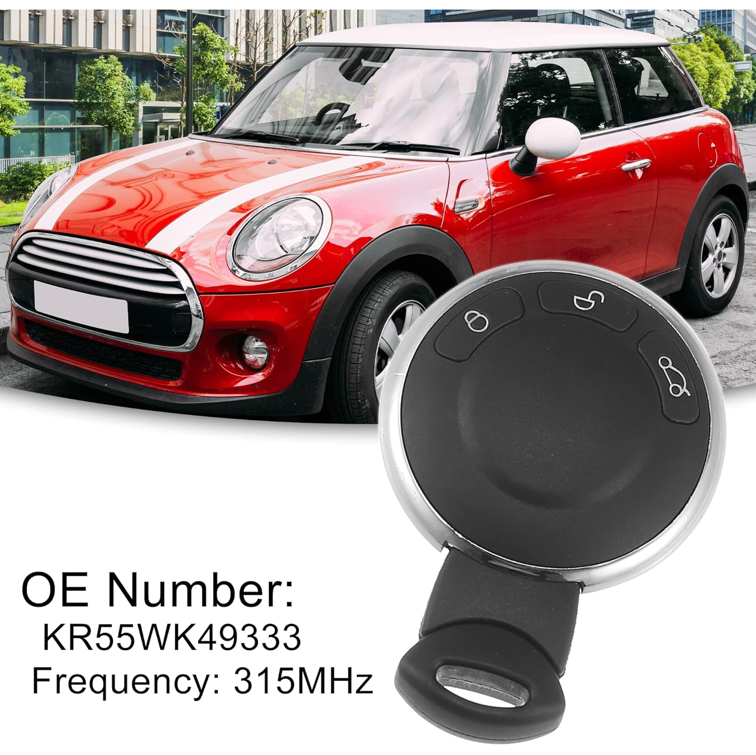 315MHz Keyless Entry Remote Key Fob Fit for Mini Cooper - Pack of 1 Black