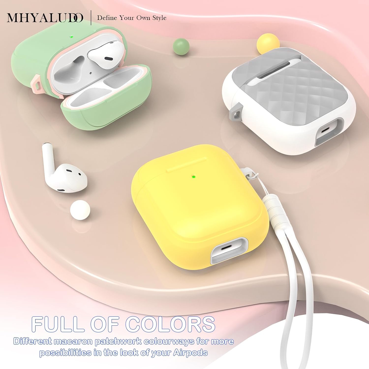 for AirPods 2nd Generation Case Cover with Kit, Full Drop Protection Cover with Lanyard, Youthful