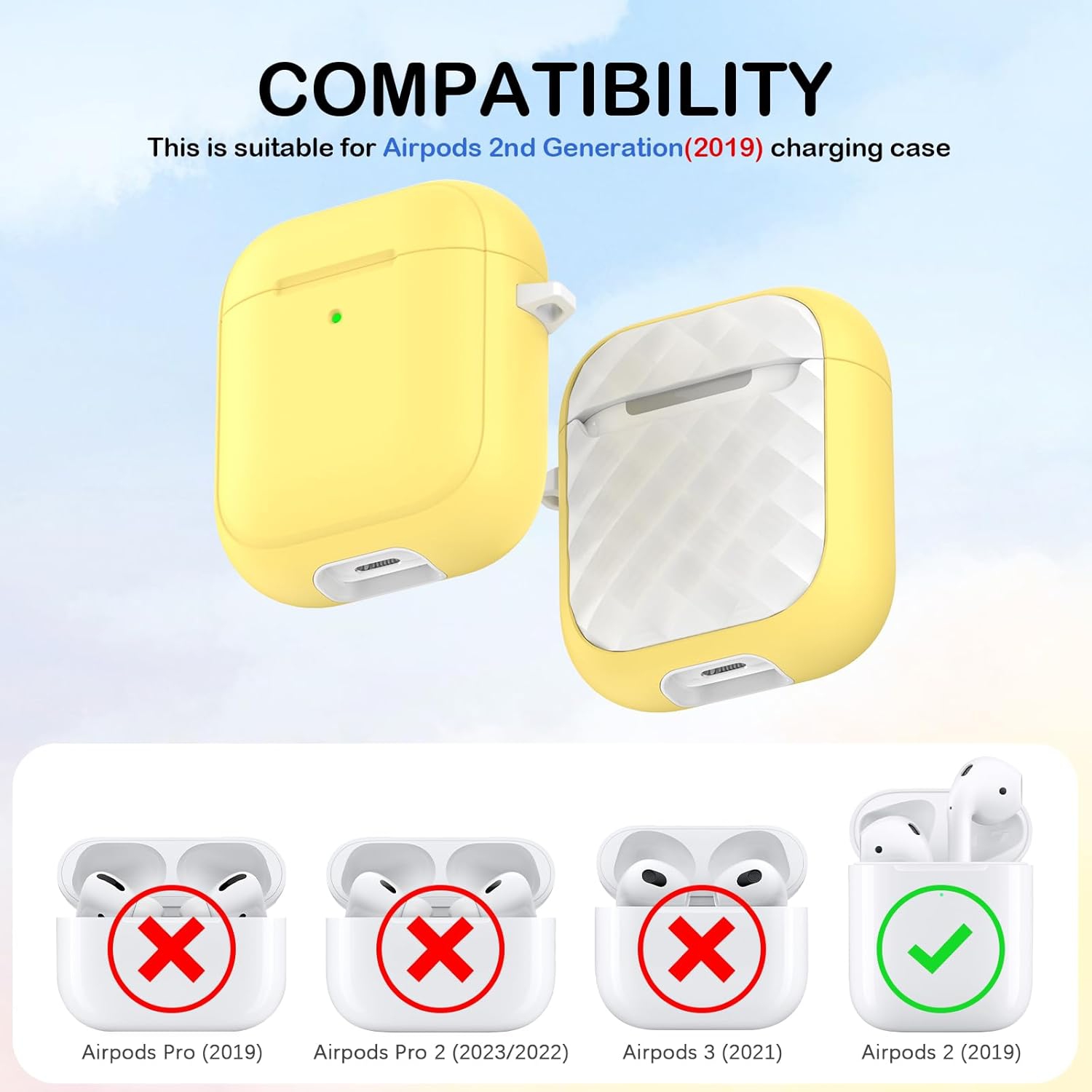 for AirPods 2nd Generation Case Cover with Kit, Full Drop Protection Cover with Lanyard, Youthful