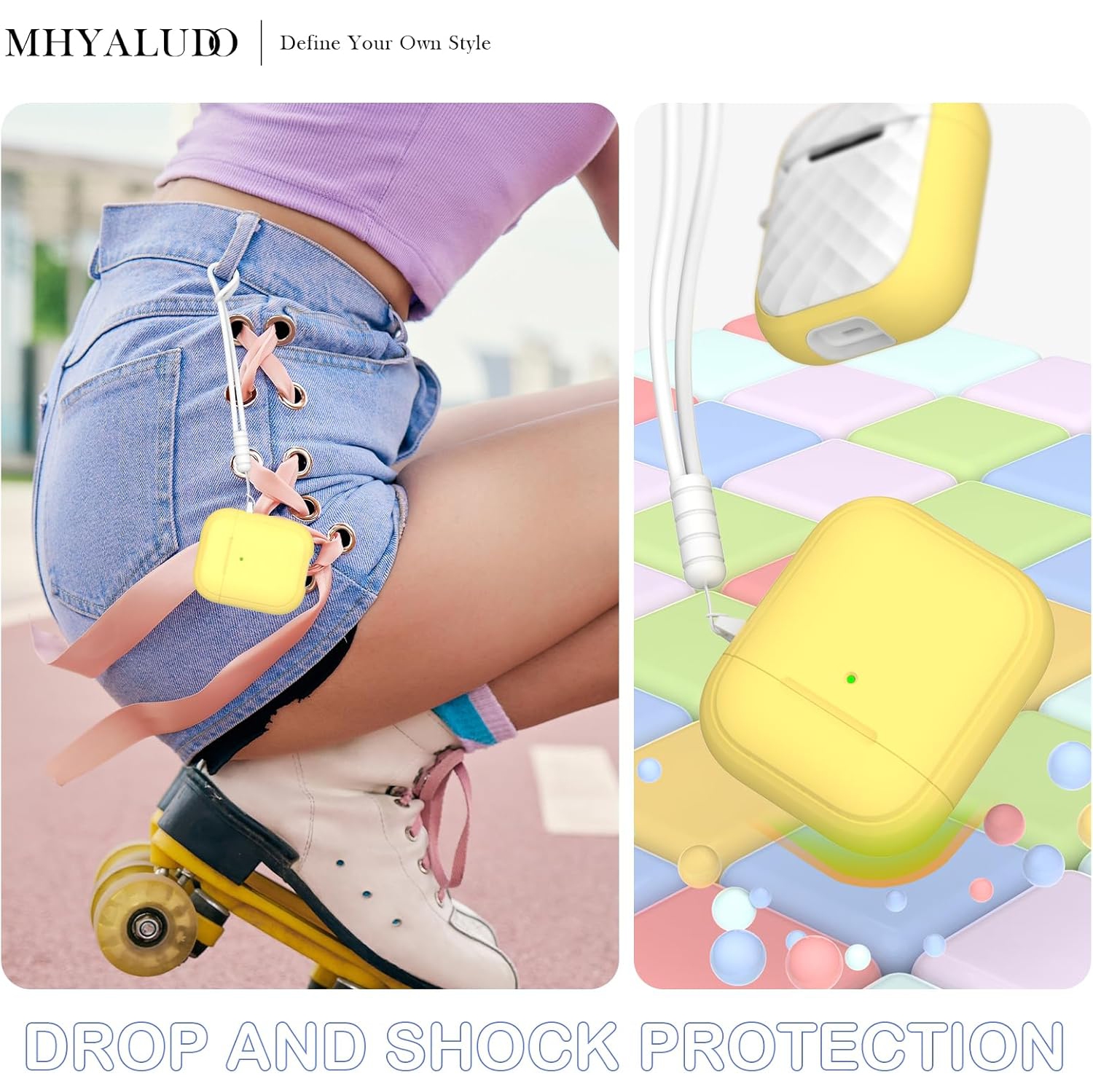 for AirPods 2nd Generation Case Cover with Kit, Full Drop Protection Cover with Lanyard, Youthful