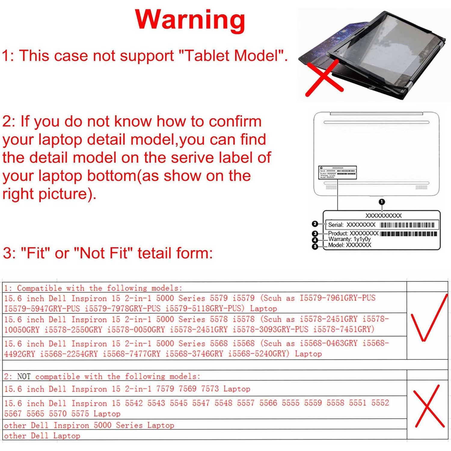 Couverture de protection pour 15 2 portable 6-en-1 5578 5568 5579 Inspiron de 15&nbsp;po de Dell i5578 i5568 i5579 (Avertissement&nbsp;: ajustement