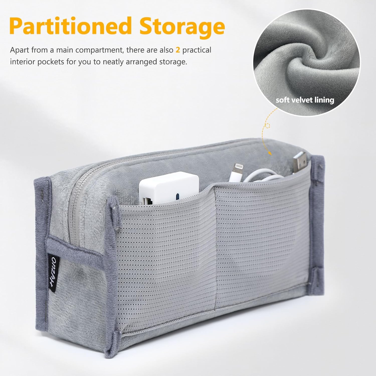 Portable Electronics Organizer Bag, Carrying Case for Cellphone Charger Power Bank Cords Stylus Pens Mouse