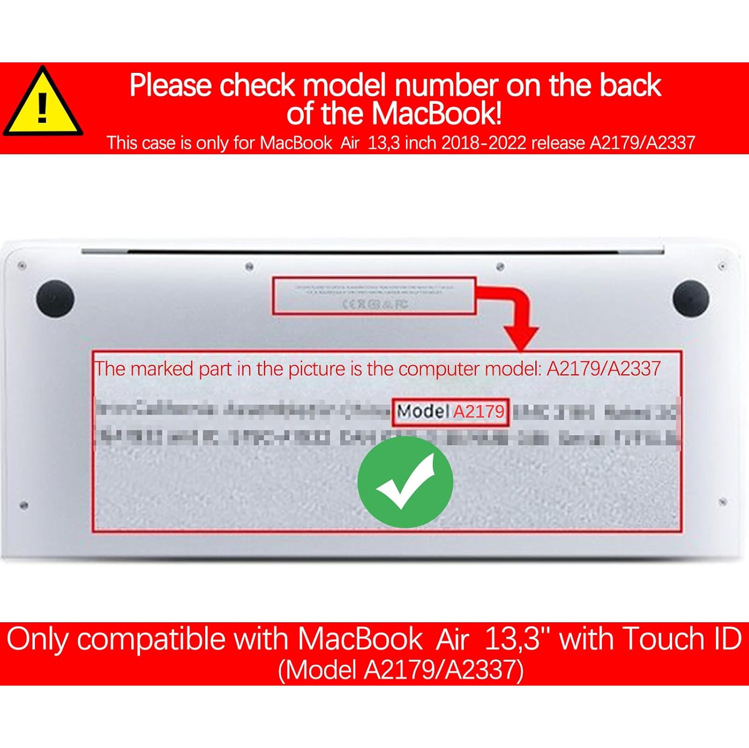 Compatible with MacBook Air 13 inch Cover, 2022, 2021, 2020-2018 Release A2179/A2337 M1 with Touch ID