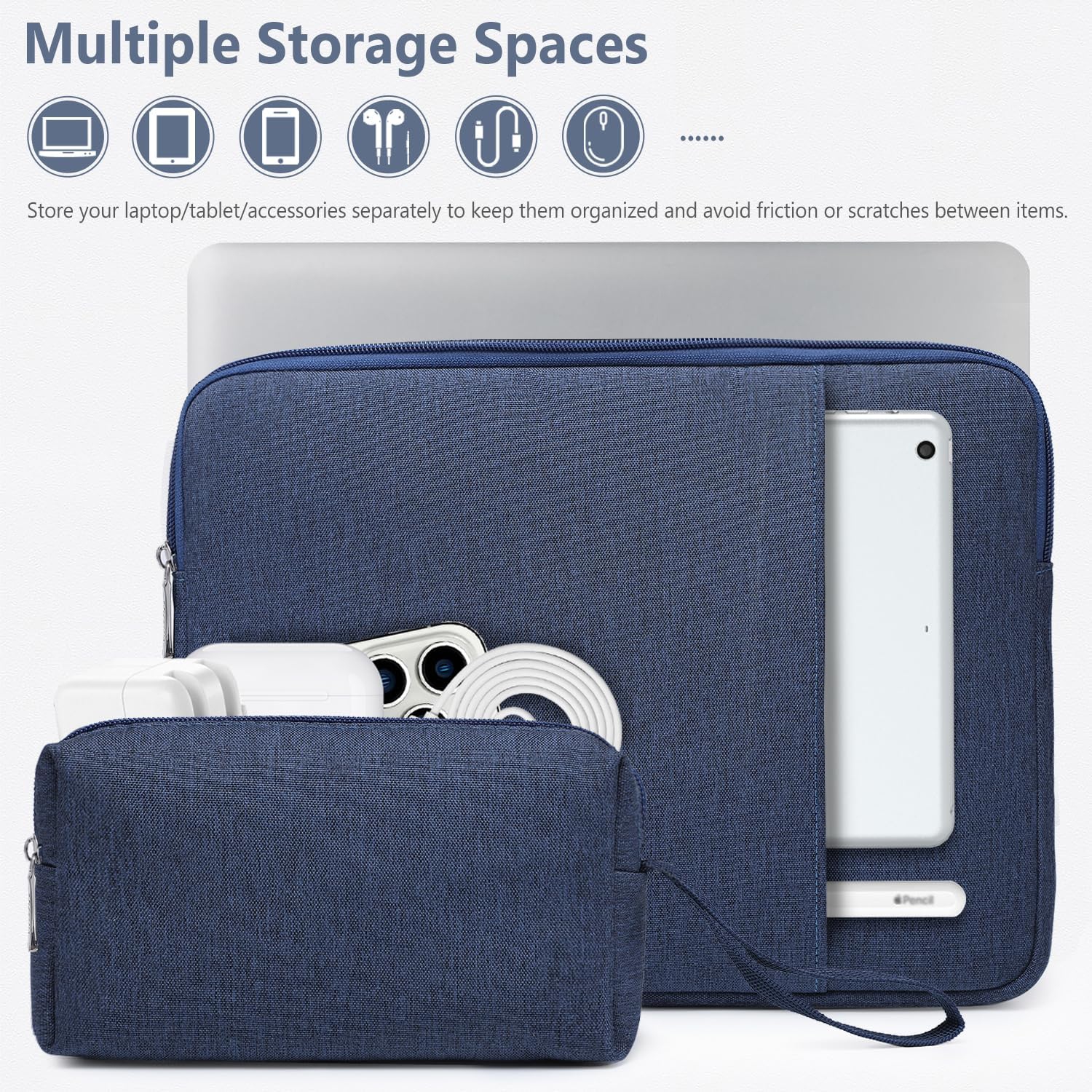 13 Inch Laptop Sleeve Bag Set for MacBook Air M3/M2/M1 2024-2018, MacBook Pro 13 M2/M1 Pro/Max A2686 A2338