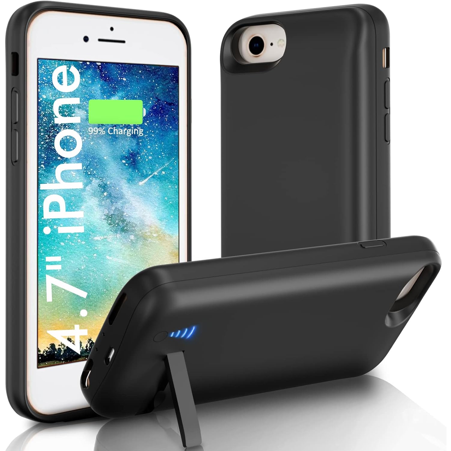 y Case for iPhone 7/8/6s/6/SE 2020, 6000mAh Phone Charging Case with Kickstand, Extended y Pack