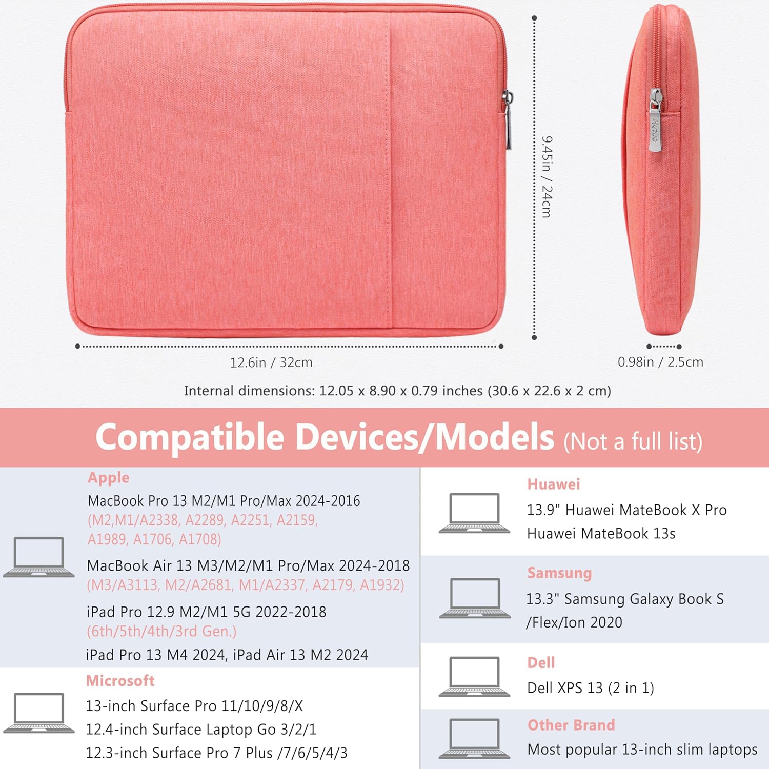 13 Inch Laptop Sleeve Bag Set for MacBook Air M3/M2/M1 2024-2018, MacBook Pro 13 M2/M1 Pro/Max A2686 A2338