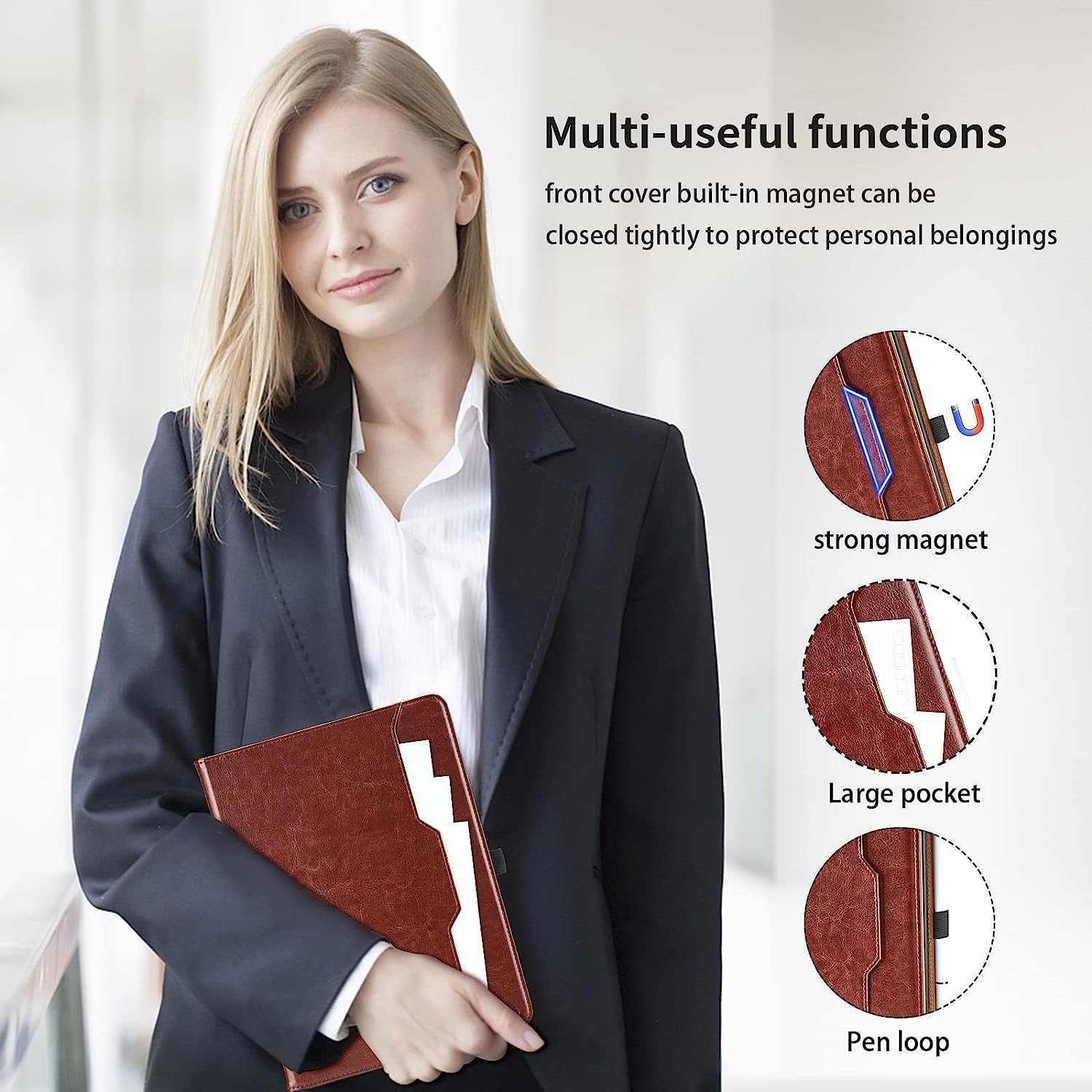 Case for Lenovo Tab M10 Plus 3rd Gen 2022 10.6 inch - [Hand Strap] Multi-Angle Viewing Stand PU Leather Tablet Case