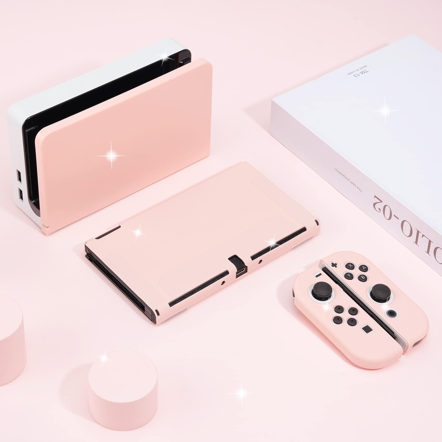 Switch Case Dock Cover Bundle | Pastel Cute Sakura Soft Silicone Dockable Protective Snap on Shell