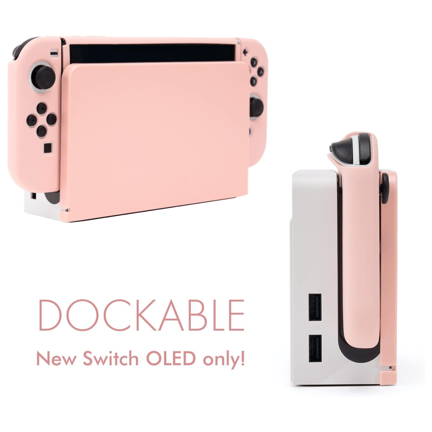 Switch Case Dock Cover Bundle | Pastel Cute Sakura Soft Silicone Dockable Protective Snap on Shell
