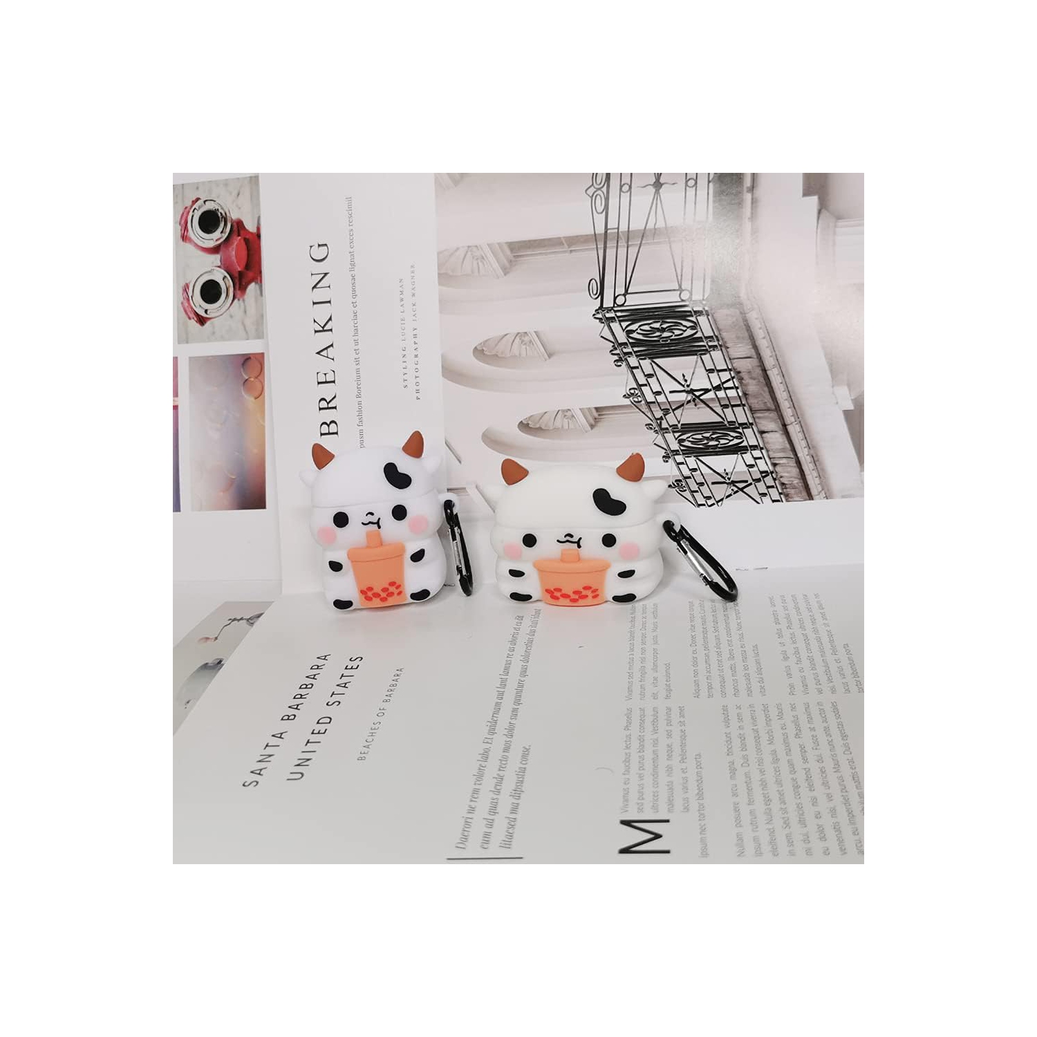 Compatible with AirPods 3 Case Boba Milk Tea Cow, Protective Silicone Cartoon 3D Cover for AirPod 3rd Generation Case,