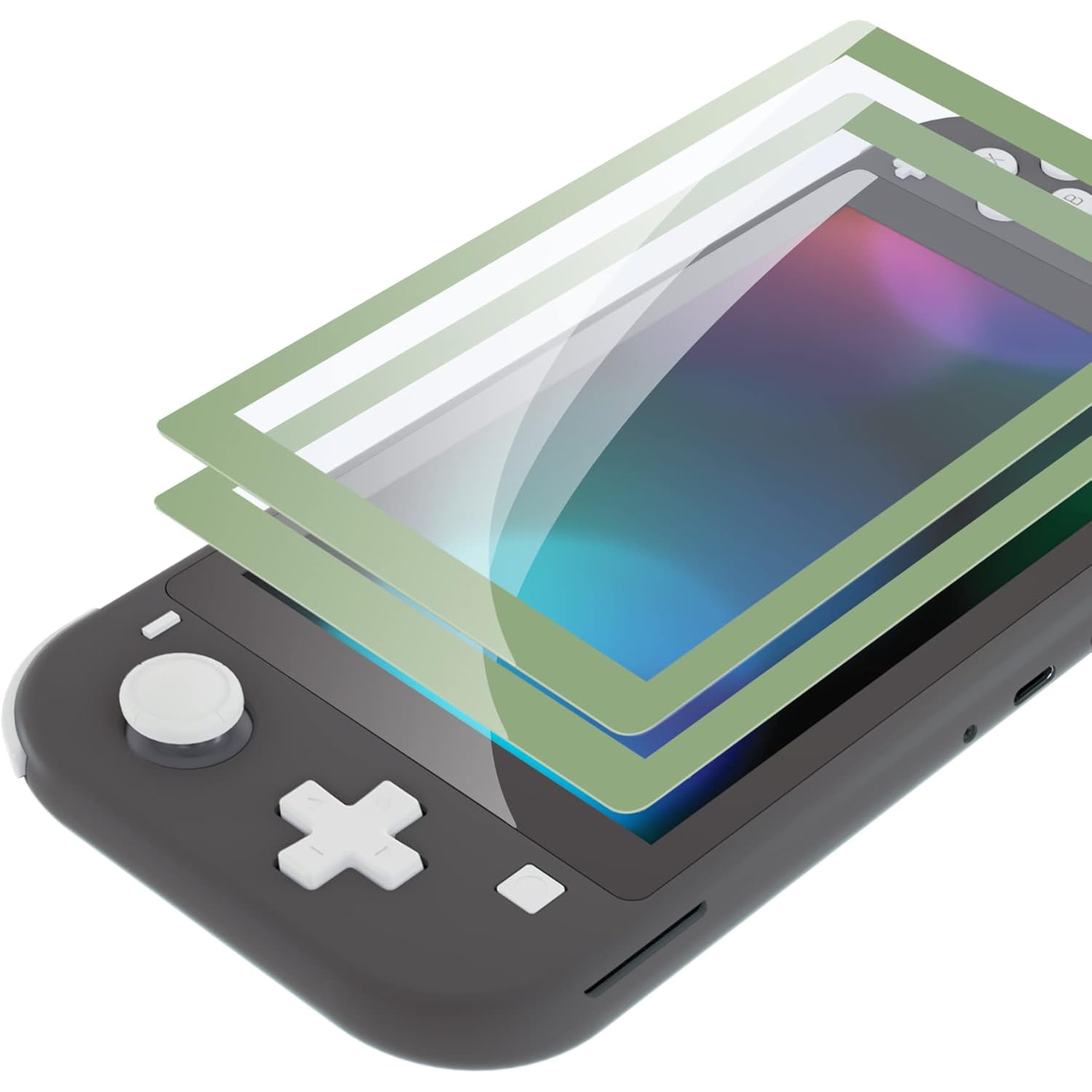 Paquet de 2 pellicules protectrices transparentes HD avec bordure vert Matcha, protecteur d'écran en verre trempé