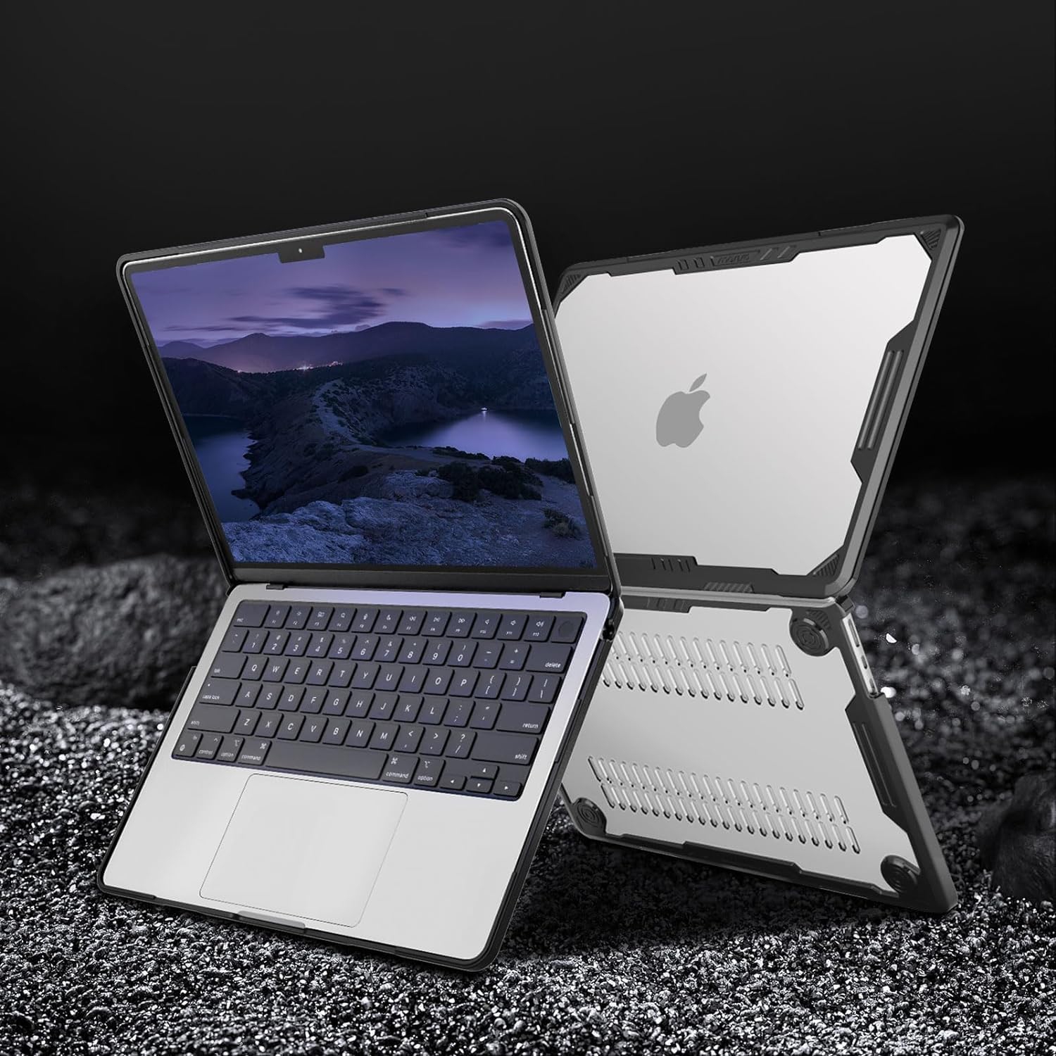 Compatible with MacBook Air 15 inch Case 2023 2024 M3 A3114 M2 A2941 Touch ID, Symmetric Geometric Heavy Duty