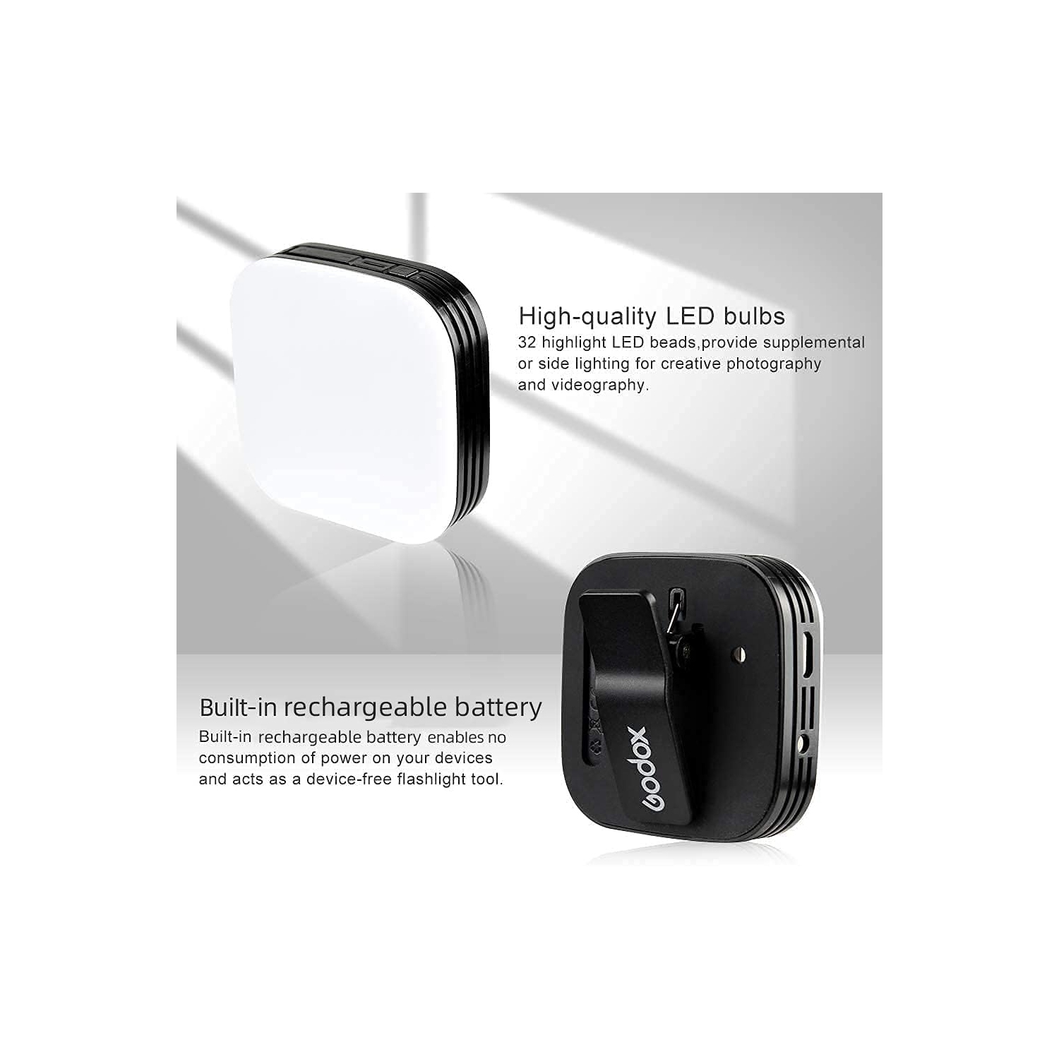 M32 Mobilephone Lighting Round Light for Camera, Rechargeable y, On-Camera Video Lights for iPhone iPad