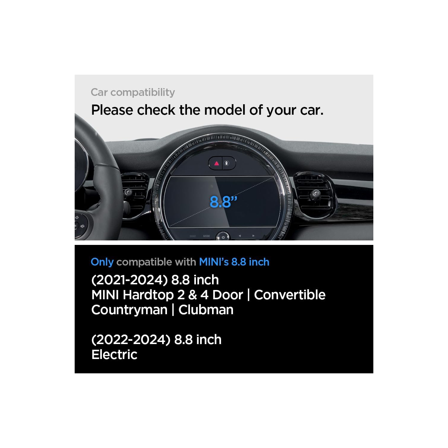 Tempered Gl Screen Protector [GlasTR Slim] Designed for Mini Cooper 8.8 inch Dashboard