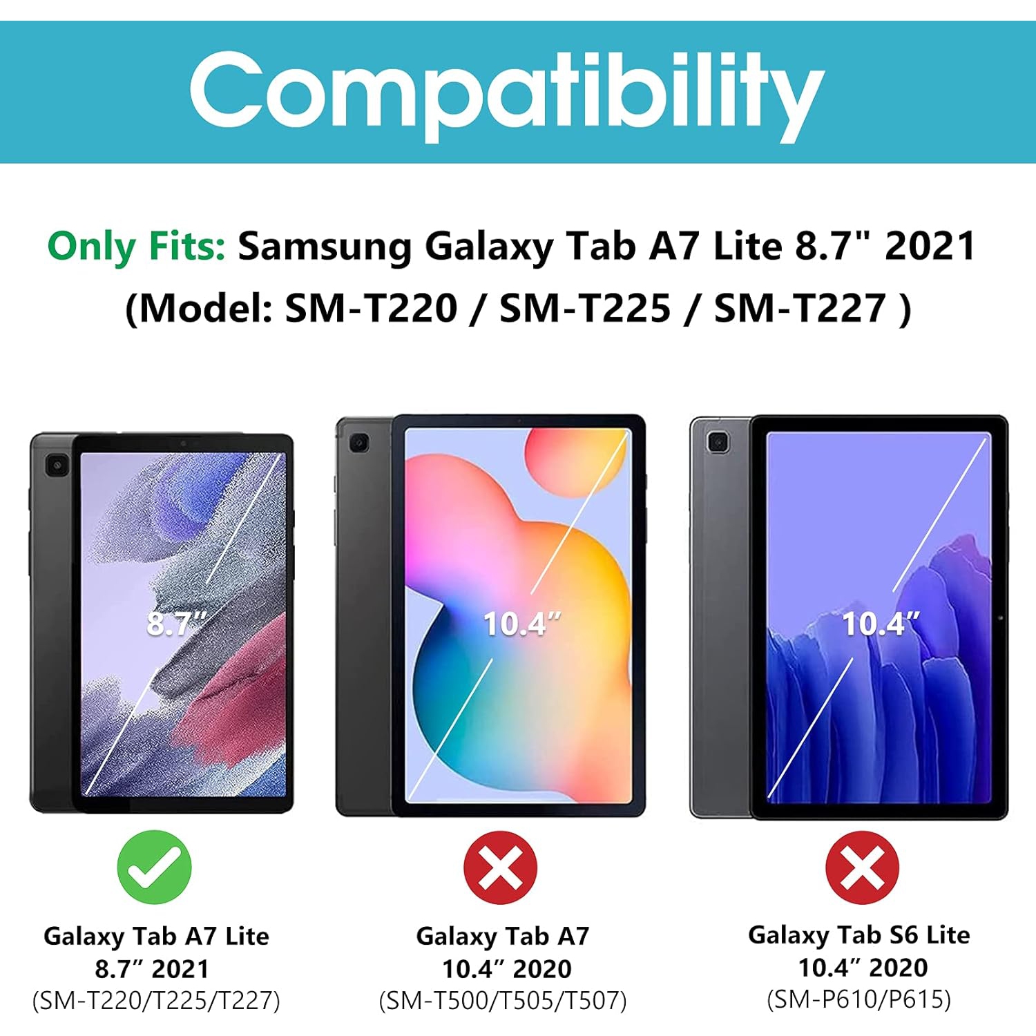 Étui pour Samsung Galaxy Tab A7 Lite 8,7&nbsp;po 2021, étui folio protecteur mince Galaxy