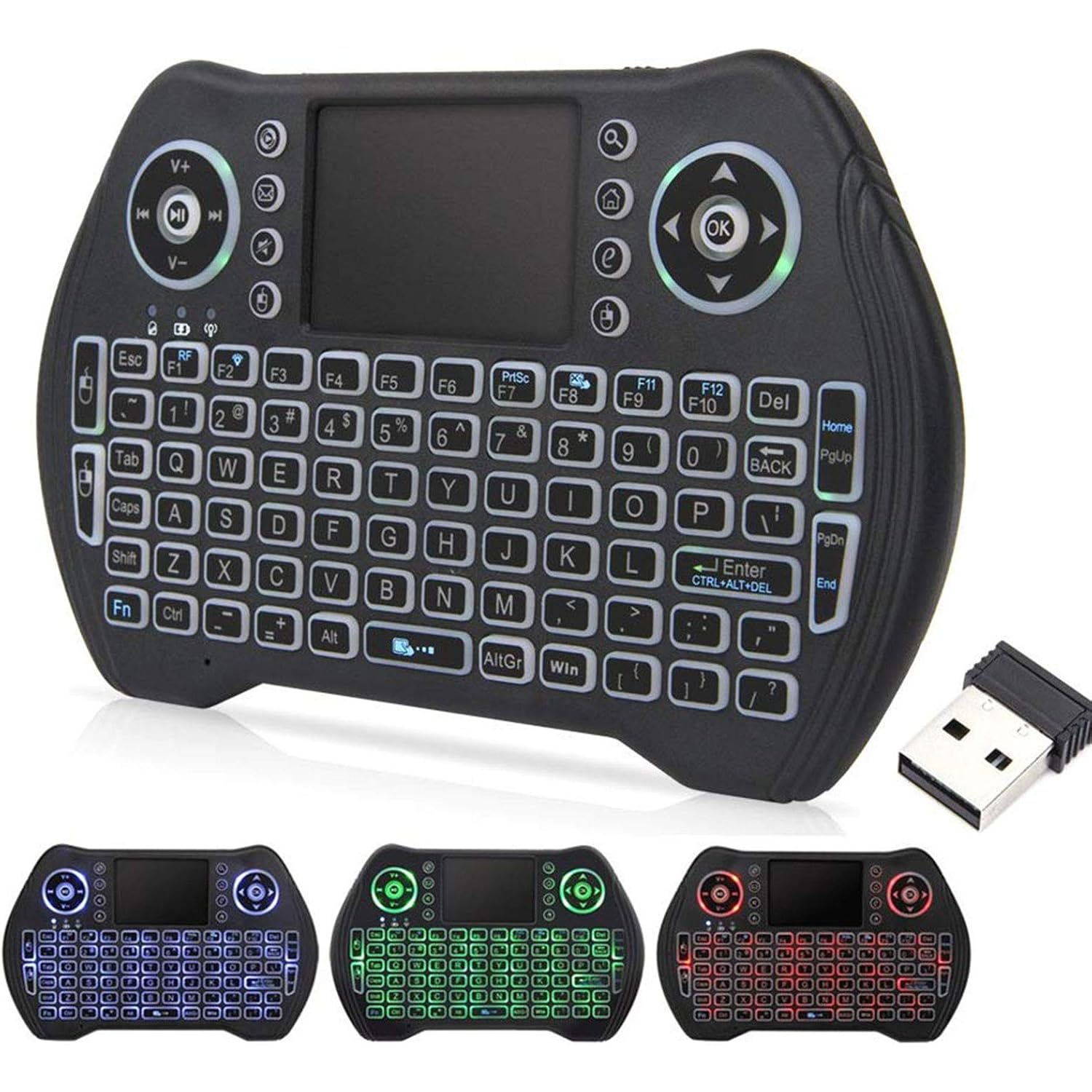 Mini Keyboard with Touchpad, Backlit Handheld Android TV Box Remote Keyboard for Smart TV HTPC PS3