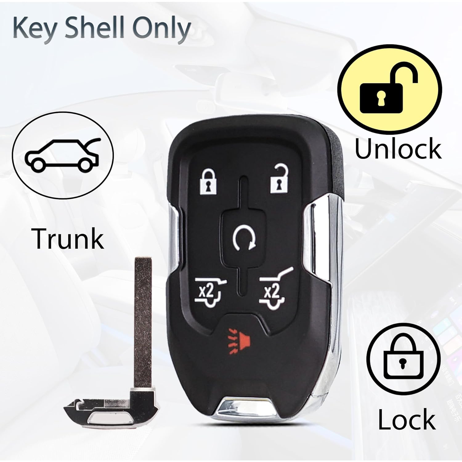 Remplacement du boîtier du porte-clés pour le télédéverrouillage Chevrolet Suburban Tahoe GMC Yukon 2015 2016 2017 2018 2019 2020