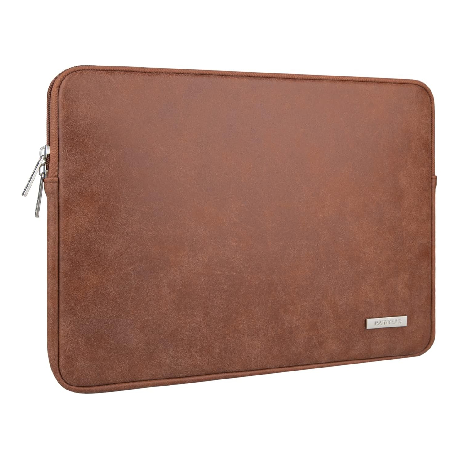 RAINYEAR Housse pour portable de 15&nbsp;po Étui en cuir PU suède protecteur Housse à fermeture à glissière rembourrée Sac de transport résistant à