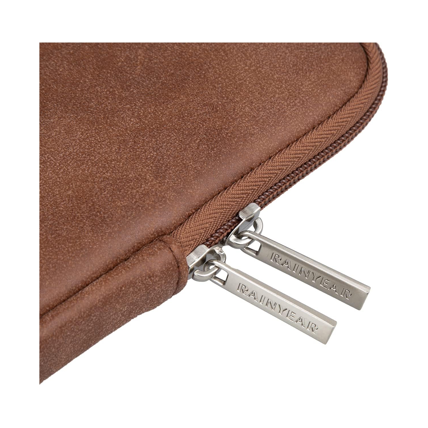 RAINYEAR Housse pour portable de 15&nbsp;po Étui en cuir PU suède protecteur Housse à fermeture à glissière rembourrée Sac de transport résistant à