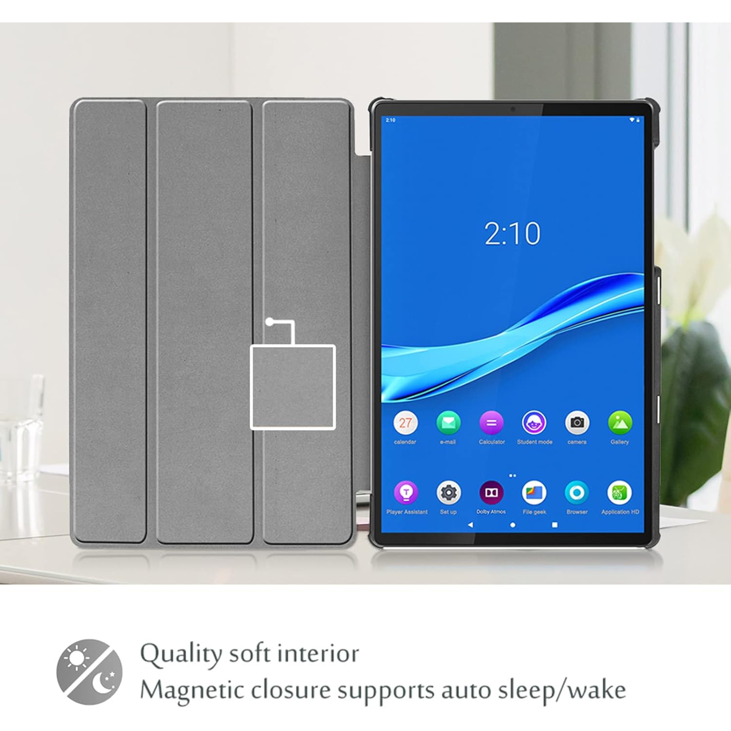 Pour l'étui FHD Plus pour Tab K10 2021/M10 de 10,3 po de Lenovo, étui rigide mince avec support intelligent