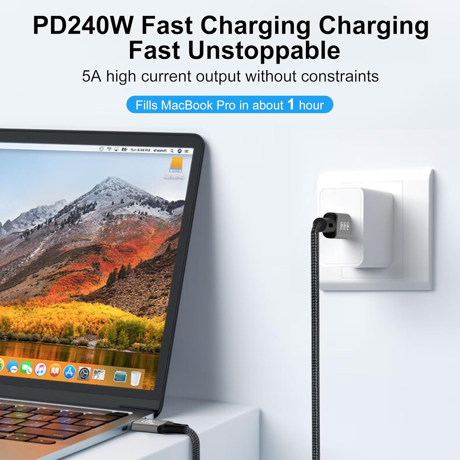 Câble USB 4, avec câble Thunderbolt 4, câble de recharge 240&nbsp;W, câble de données 40&nbsp;Gb/s, 8K @ 60&nbsp;Hz 4, 120&nbsp;Hz HDR, PD3.1, USB C