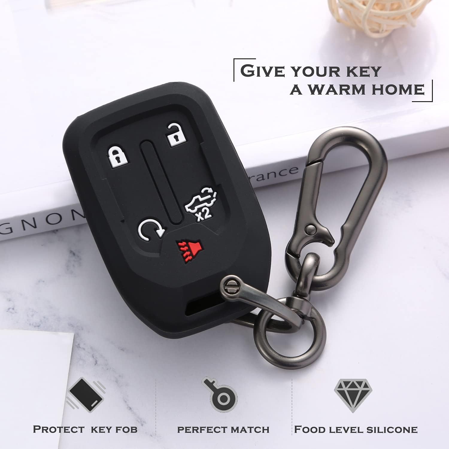 2PCS Silicone Smart Key Fob Case Cover for 2022 2021 2020 2019 Chevy Silverado and GMC Sierra 1500 2500HD