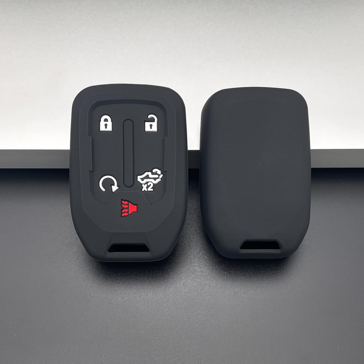 2PCS Silicone Smart Key Fob Case Cover for 2022 2021 2020 2019 Chevy Silverado and GMC Sierra 1500 2500HD