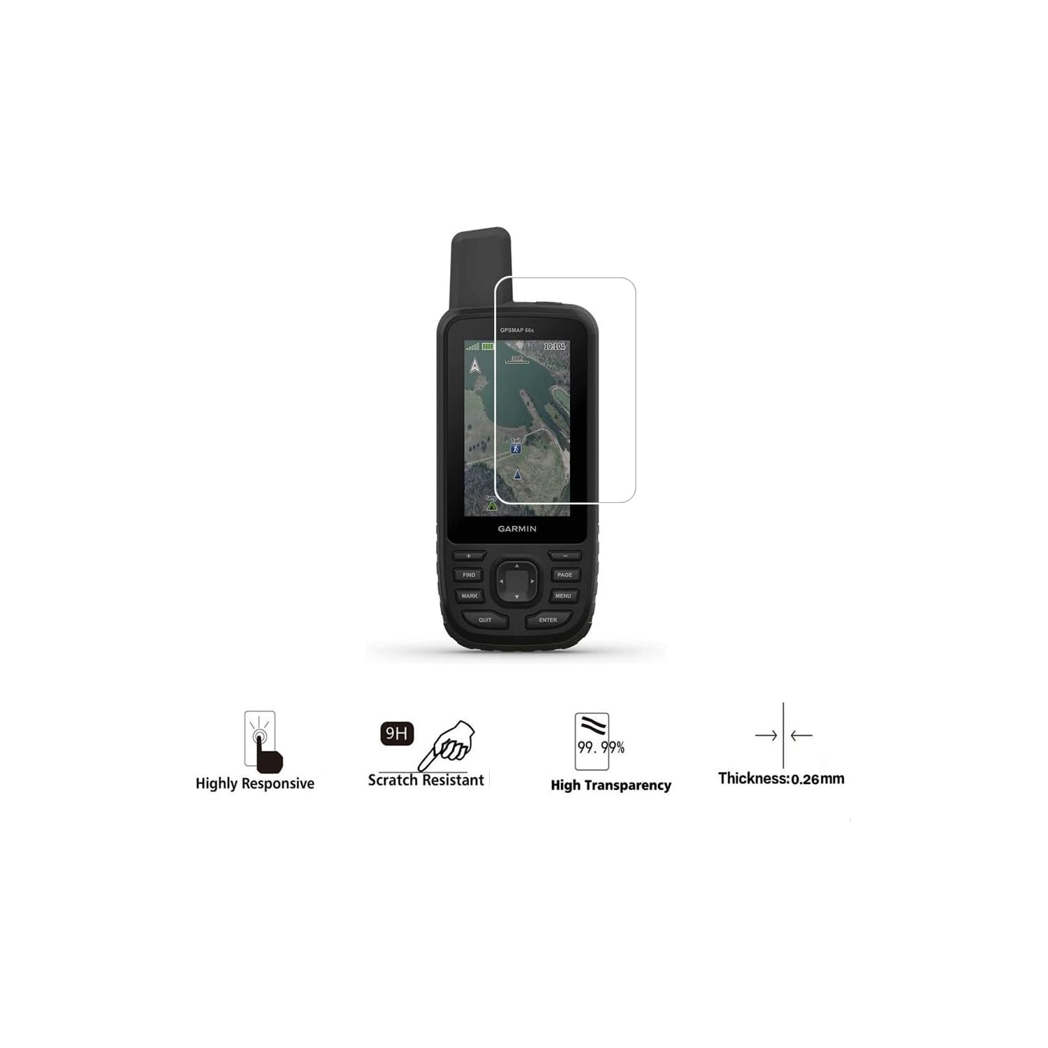 Protecteur d'écran Zshion Compatible avec Garmin GPSMAP 66i 66s 66ᵉʳ 66sr,9H Dureté Pellicule protectrice en verre trempé