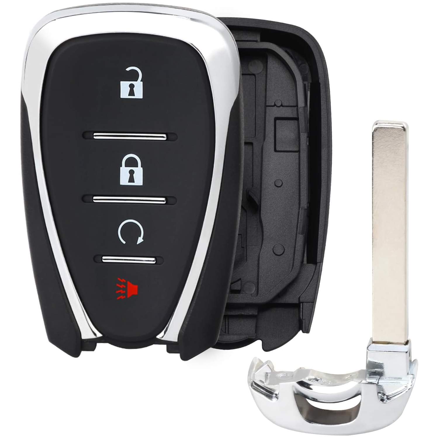 Remplacement de la coque de l'étui de porte-clés d'entrée de clé de voiture avec clé d'urgence non coupée 4 boutons pour Chevrolet Cruze