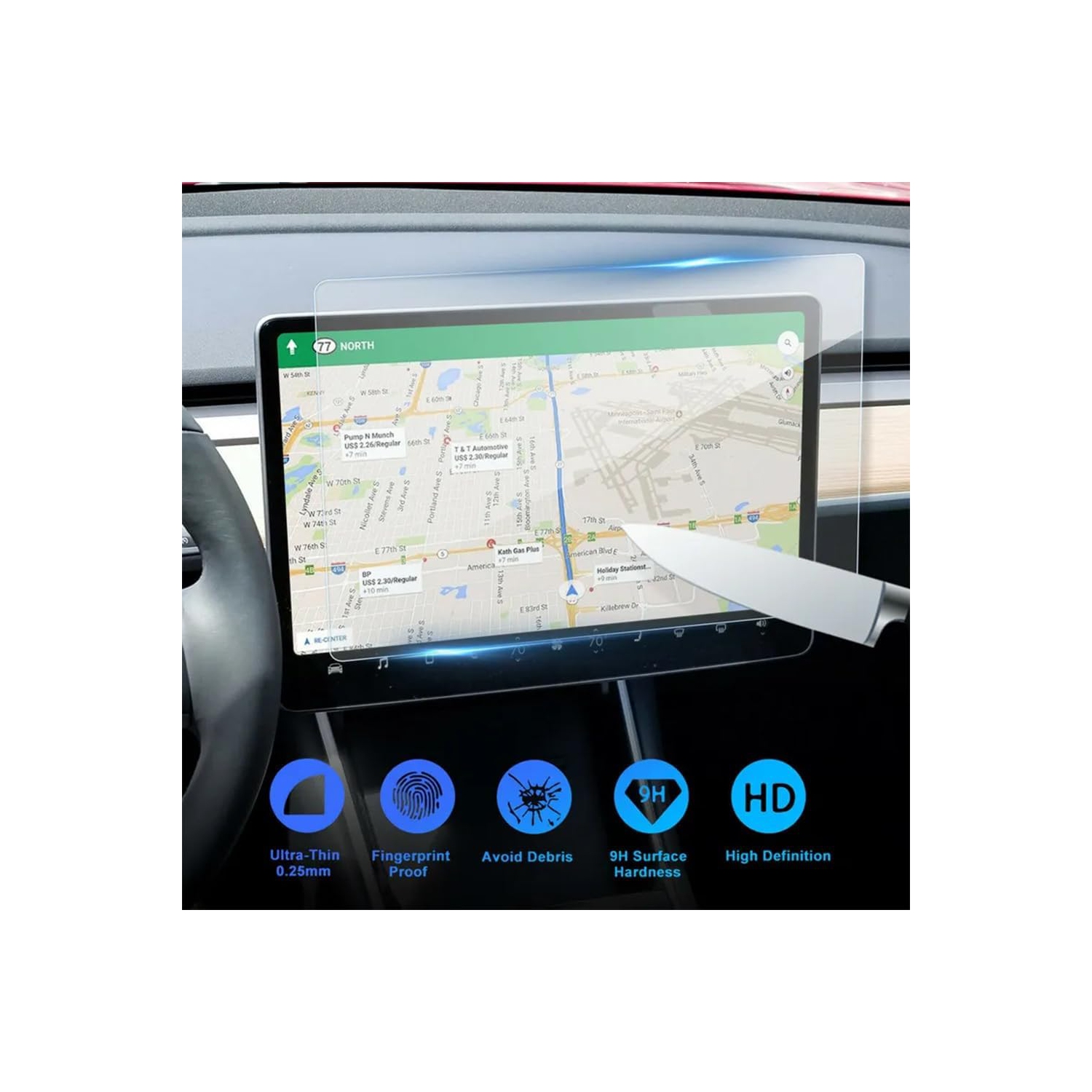 Protecteur d'écran pour Tesla Model 3 2024 15.4 po trempé Gl, anti-rayures, dureté 9H