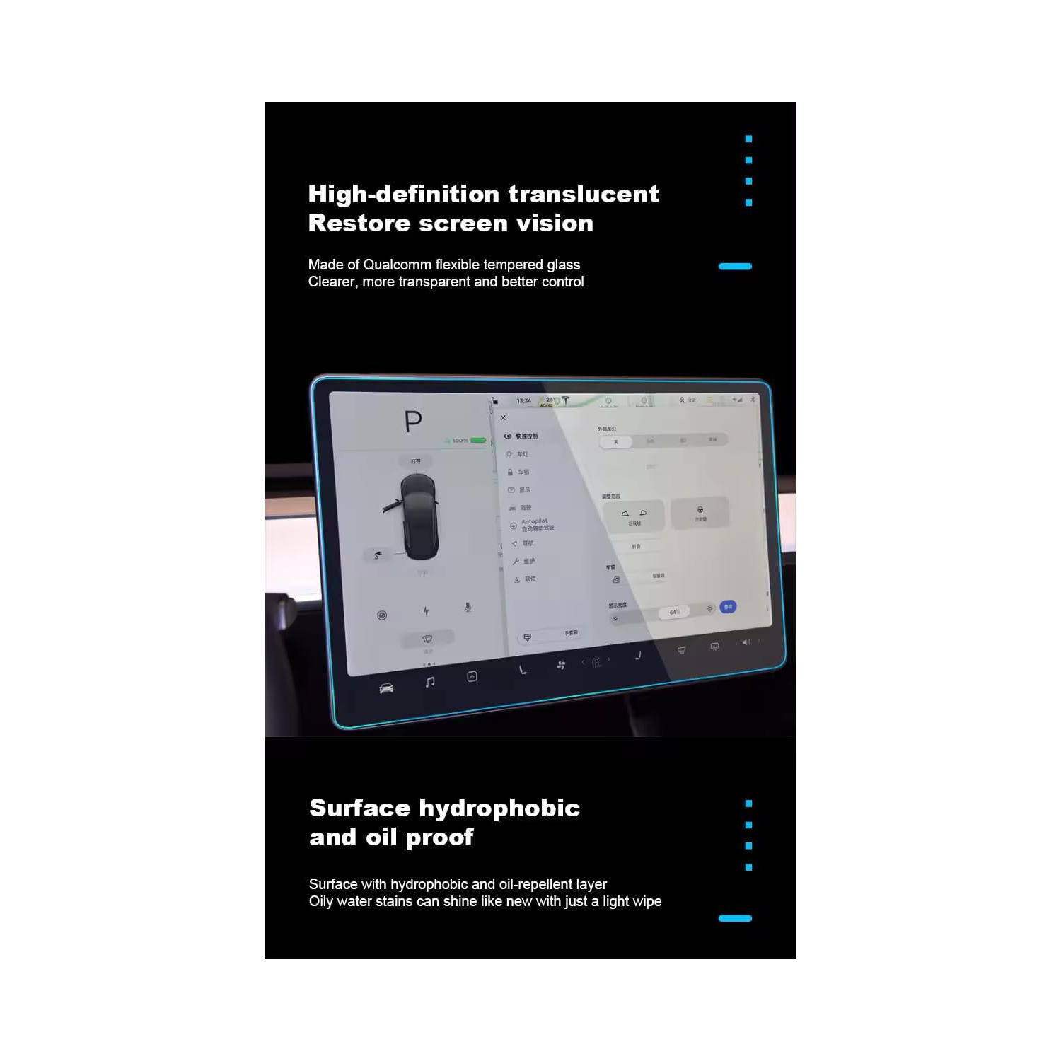 Protecteur d'écran pour Tesla Model 3 2024 15.4 po trempé Gl, anti-rayures, dureté 9H