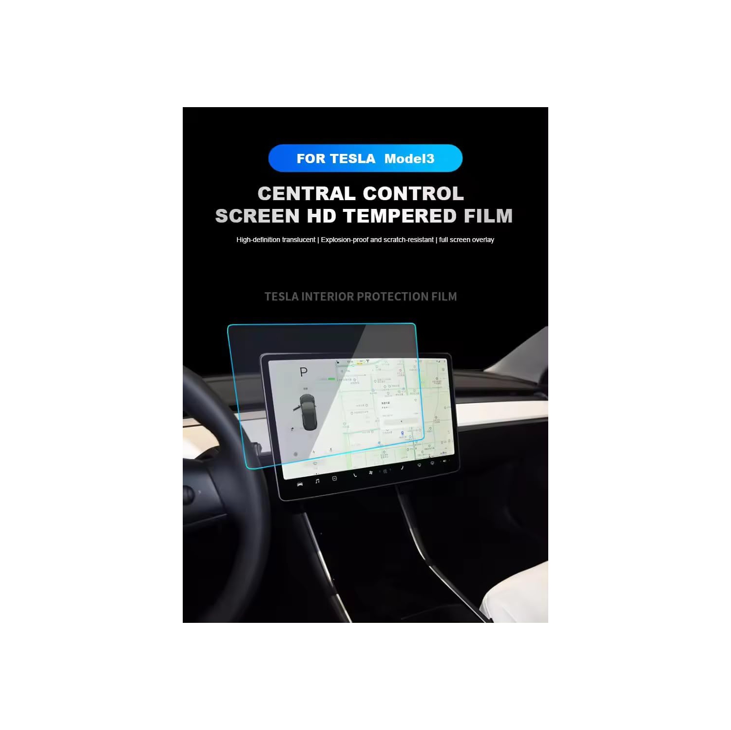 Protecteur d'écran pour Tesla Model 3 2024 15.4 po trempé Gl, anti-rayures, dureté 9H