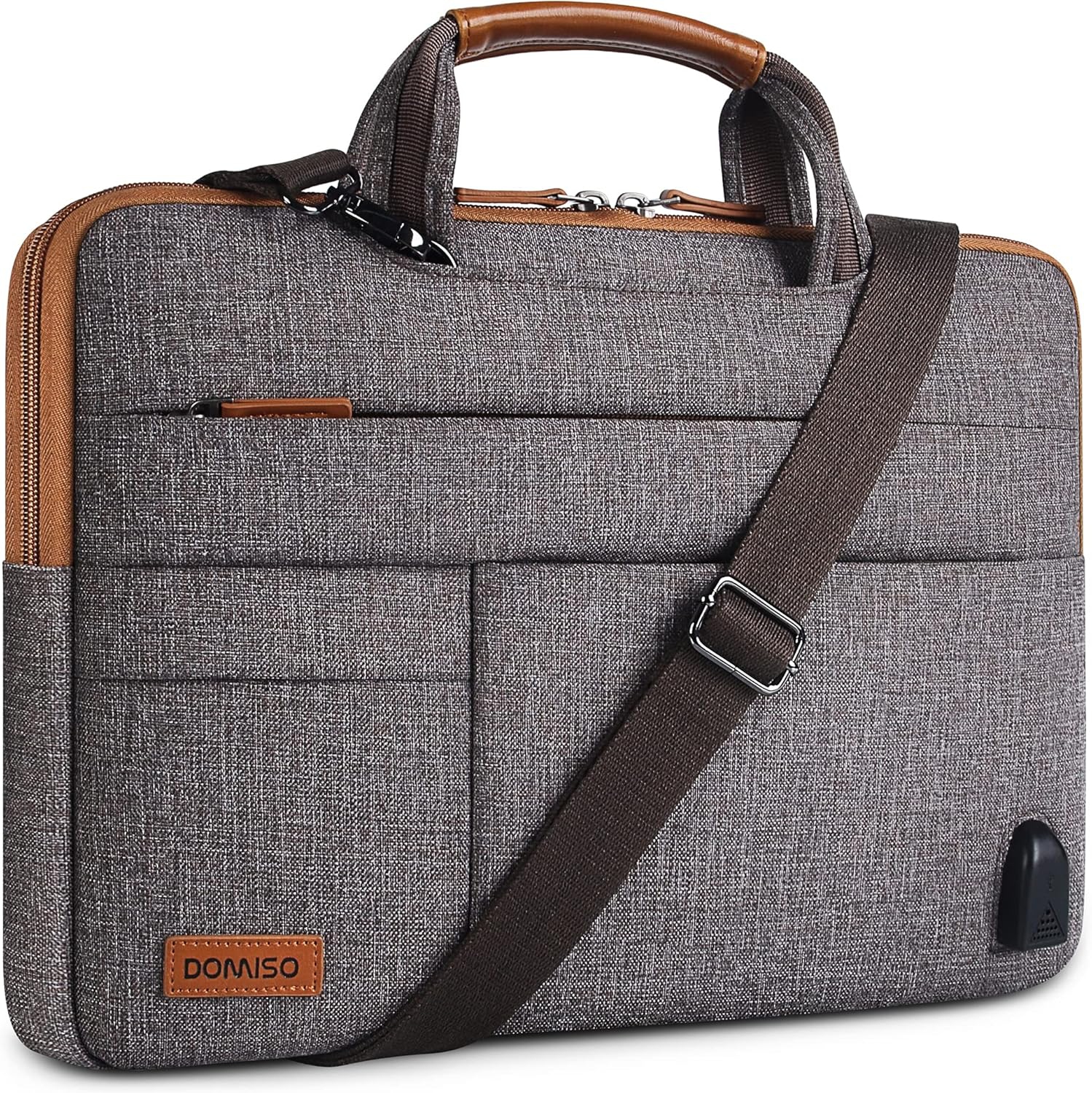 10 Inch Multi-Functional Laptop Sleeve Business Briefcase Messenger Bag with USB Charging Port for 10.1-10.5