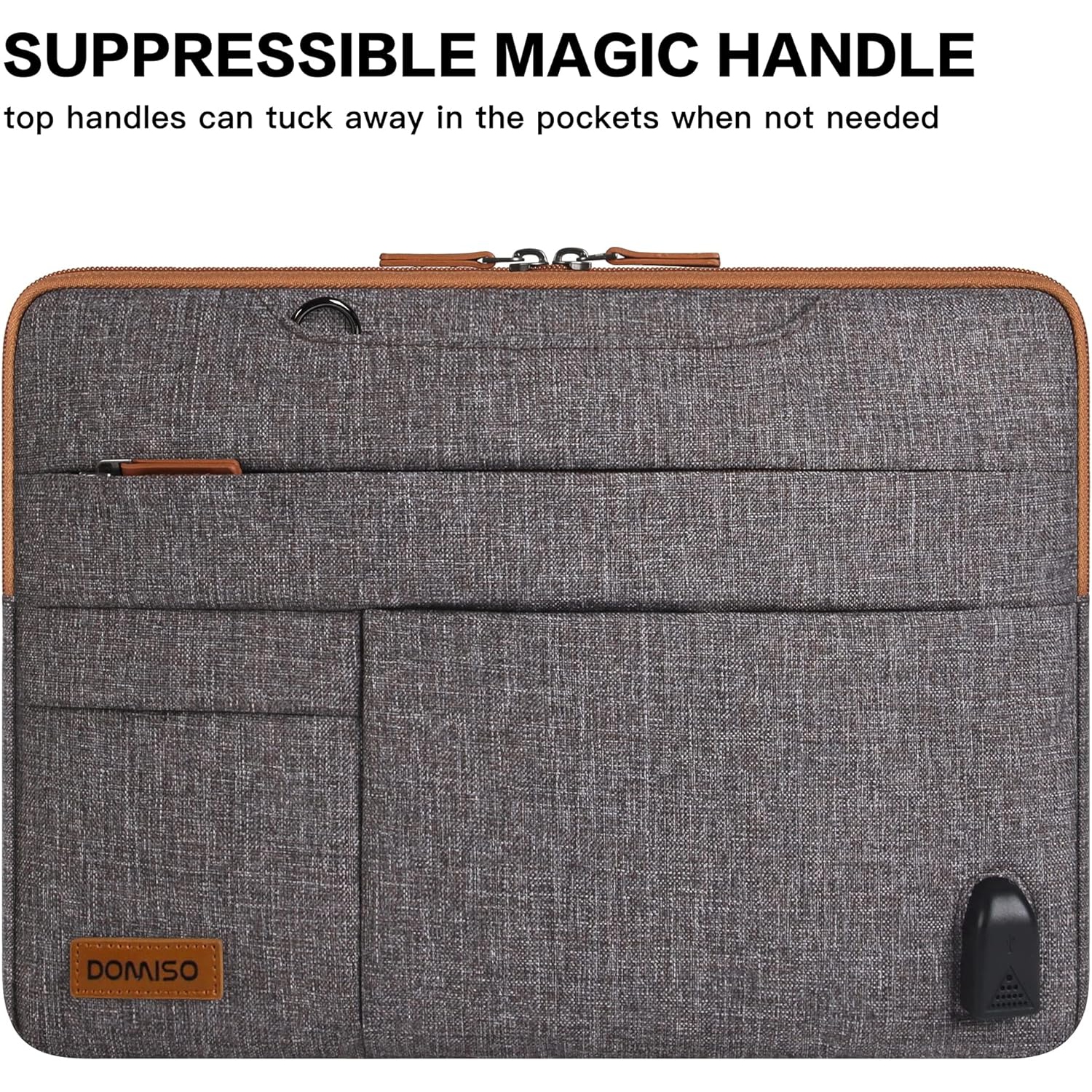 10 Inch Multi-Functional Laptop Sleeve Business Briefcase Messenger Bag with USB Charging Port for 10.1-10.5