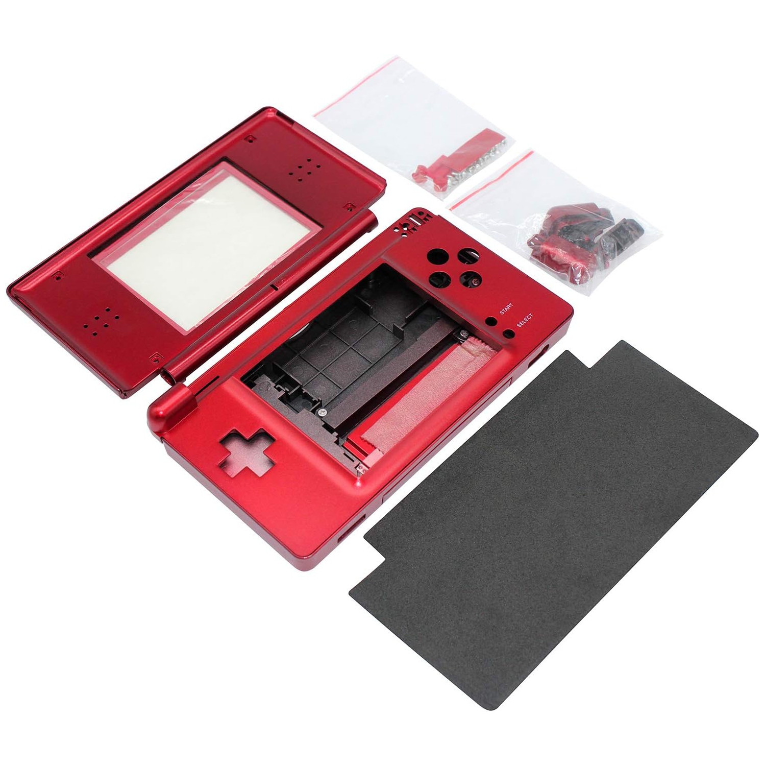 Trousse de boîtier de remplacement pour pièces de réparation complètes pour Nintendo DS Lite NDSL couleur rouge