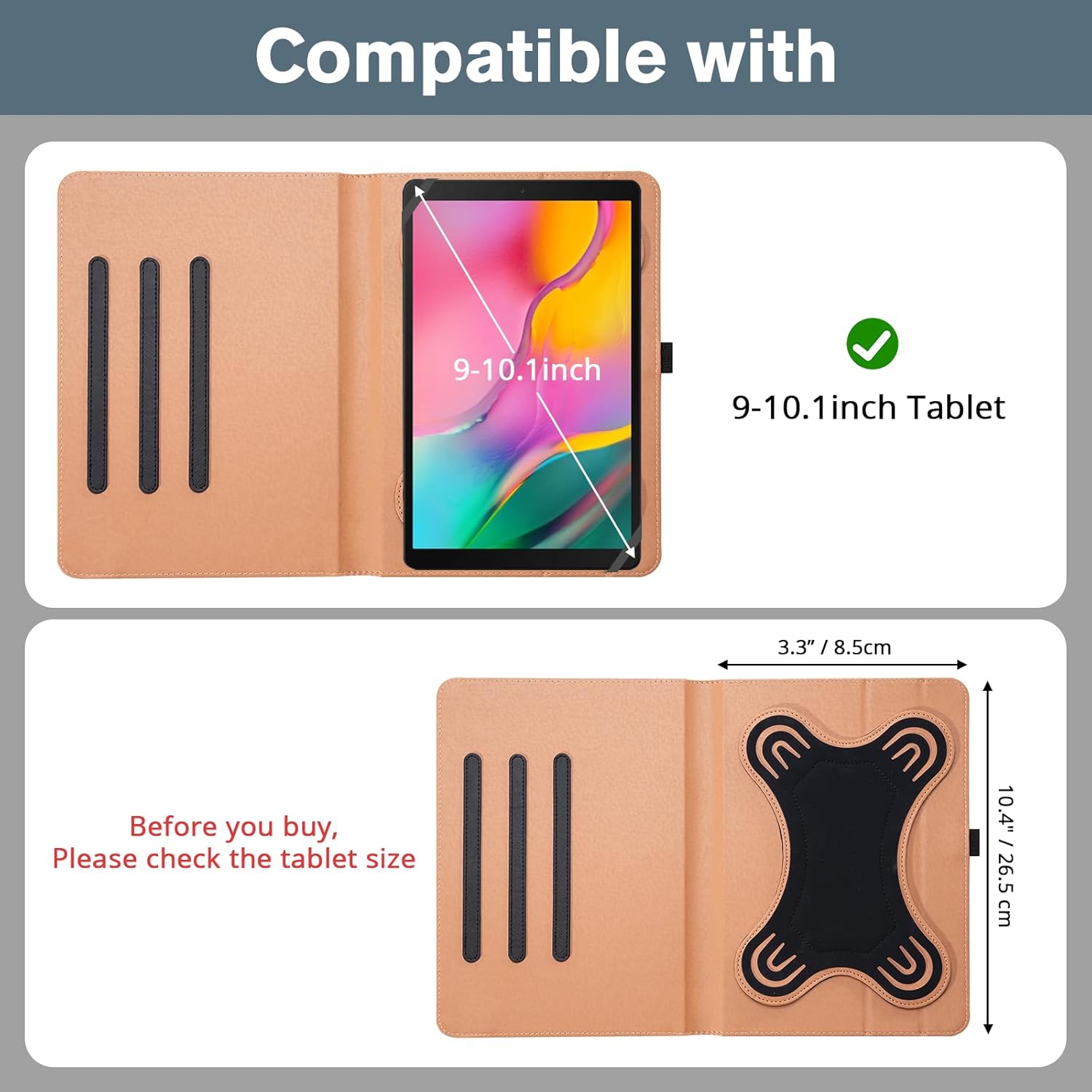 Étui universel pour tablette de 9 à 10,1&nbsp;po, étui folio avec support protecteur pour écran tactile Android de 9 10 10,1&nbsp;po