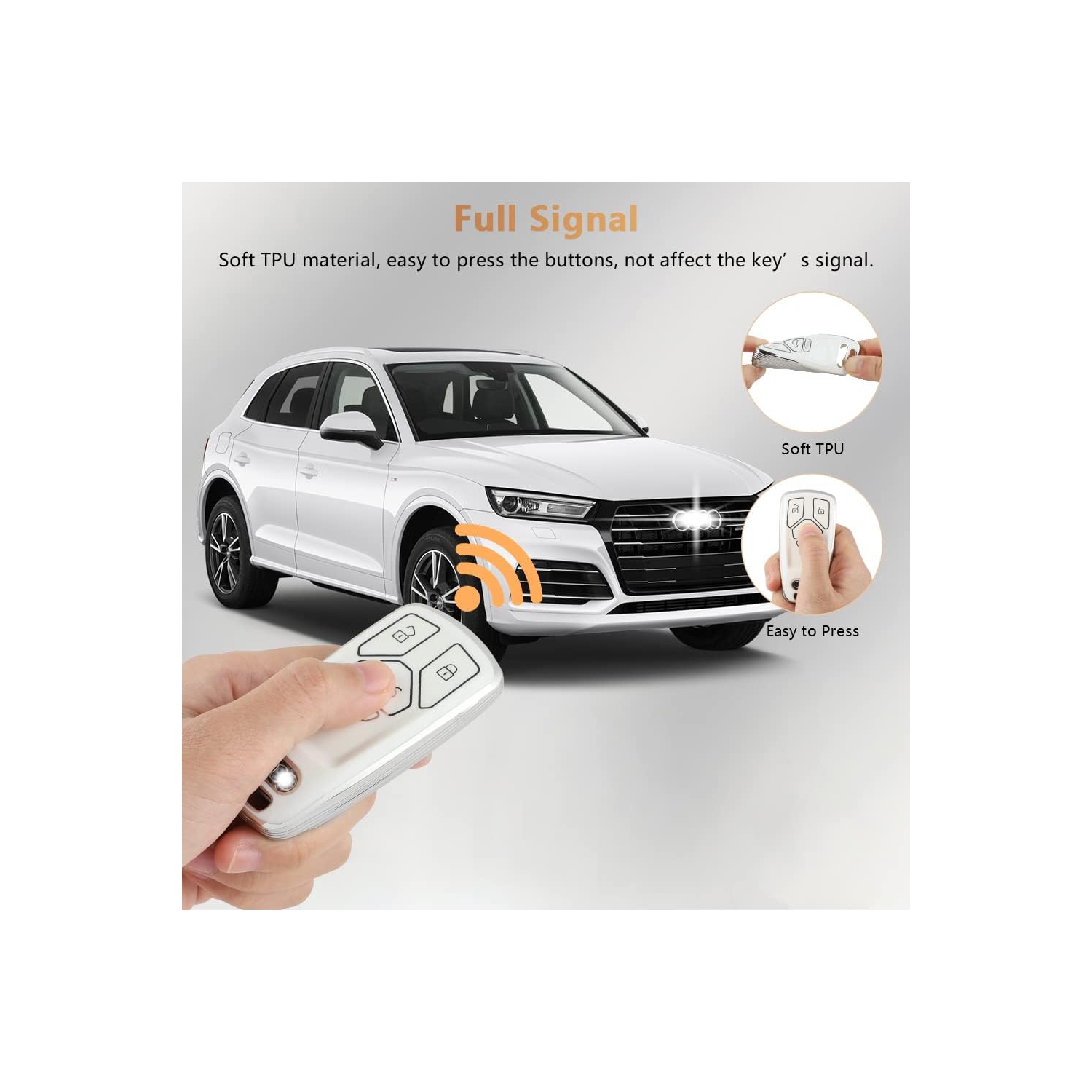 TPU Key Fob Cover for Audi Accessories White Gold Car Keys Case Shell Protector for Audi A4 A5 Q5 Q7 RS5 SQ5 S4