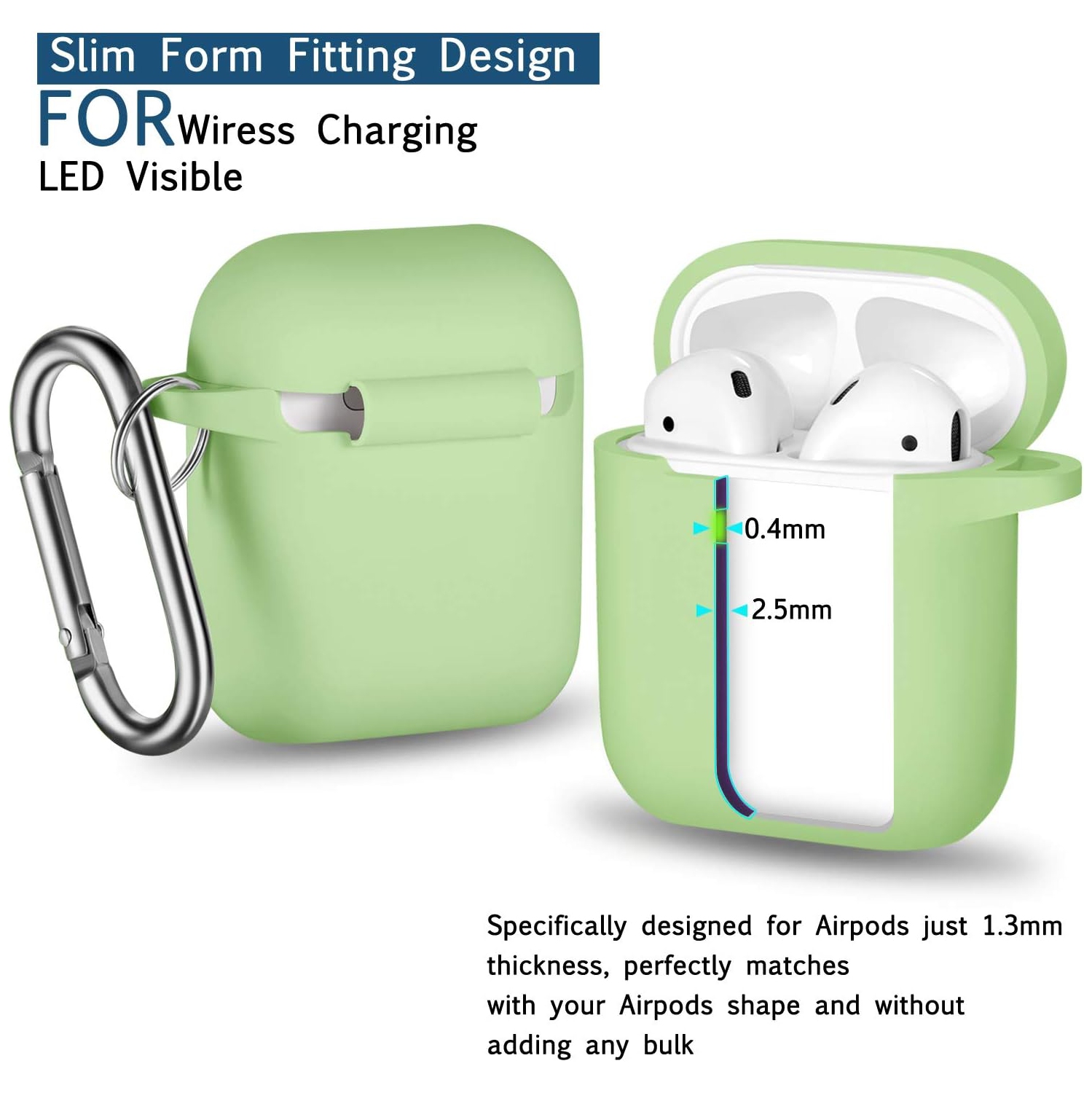 for AirPod 2nd Generation Case Cover, Soft Silicone Protective Cover with Keychain for Women Men Compatible